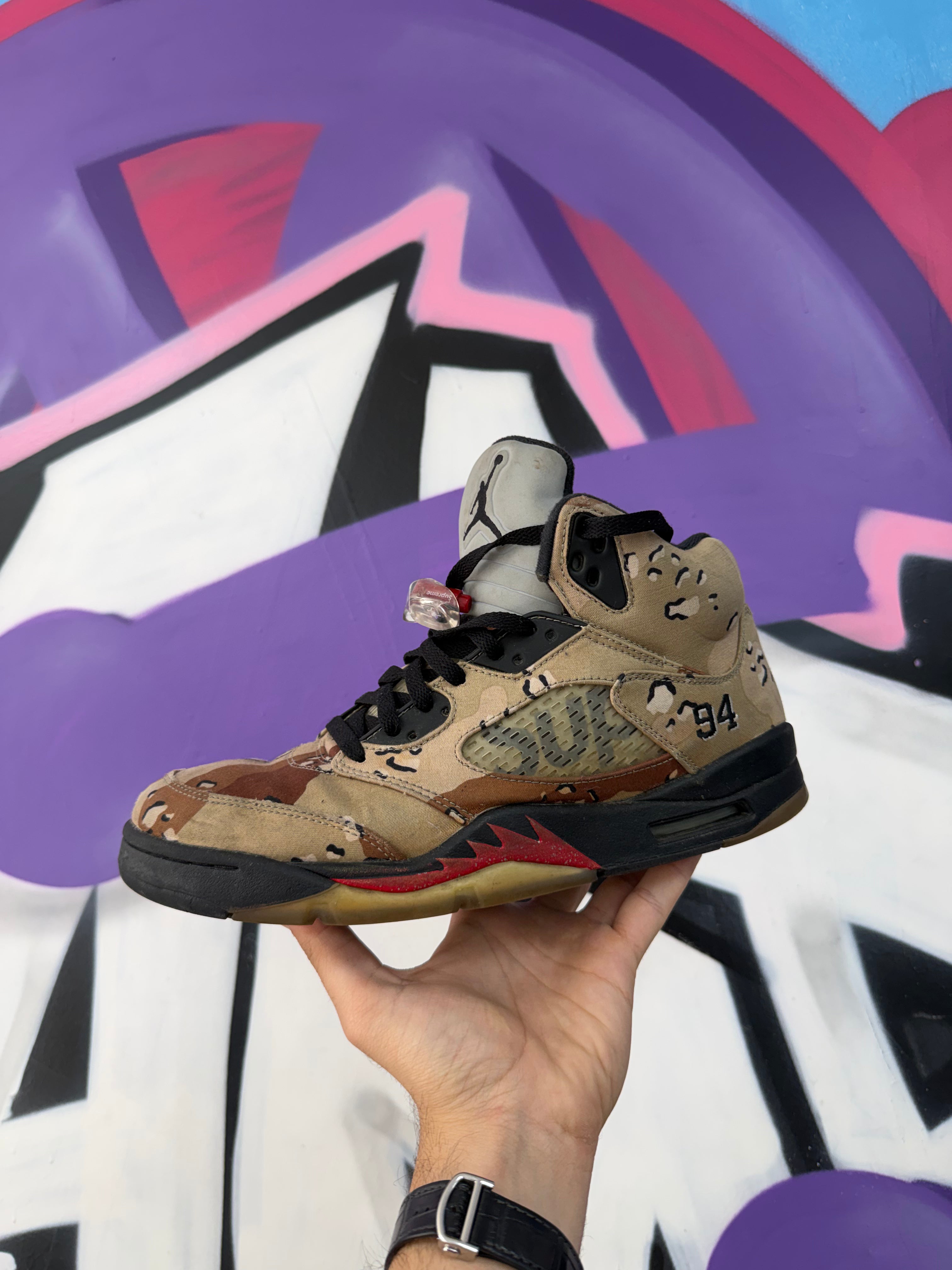 Nike Supreme Jordan 5 Desert Camo Sneakers