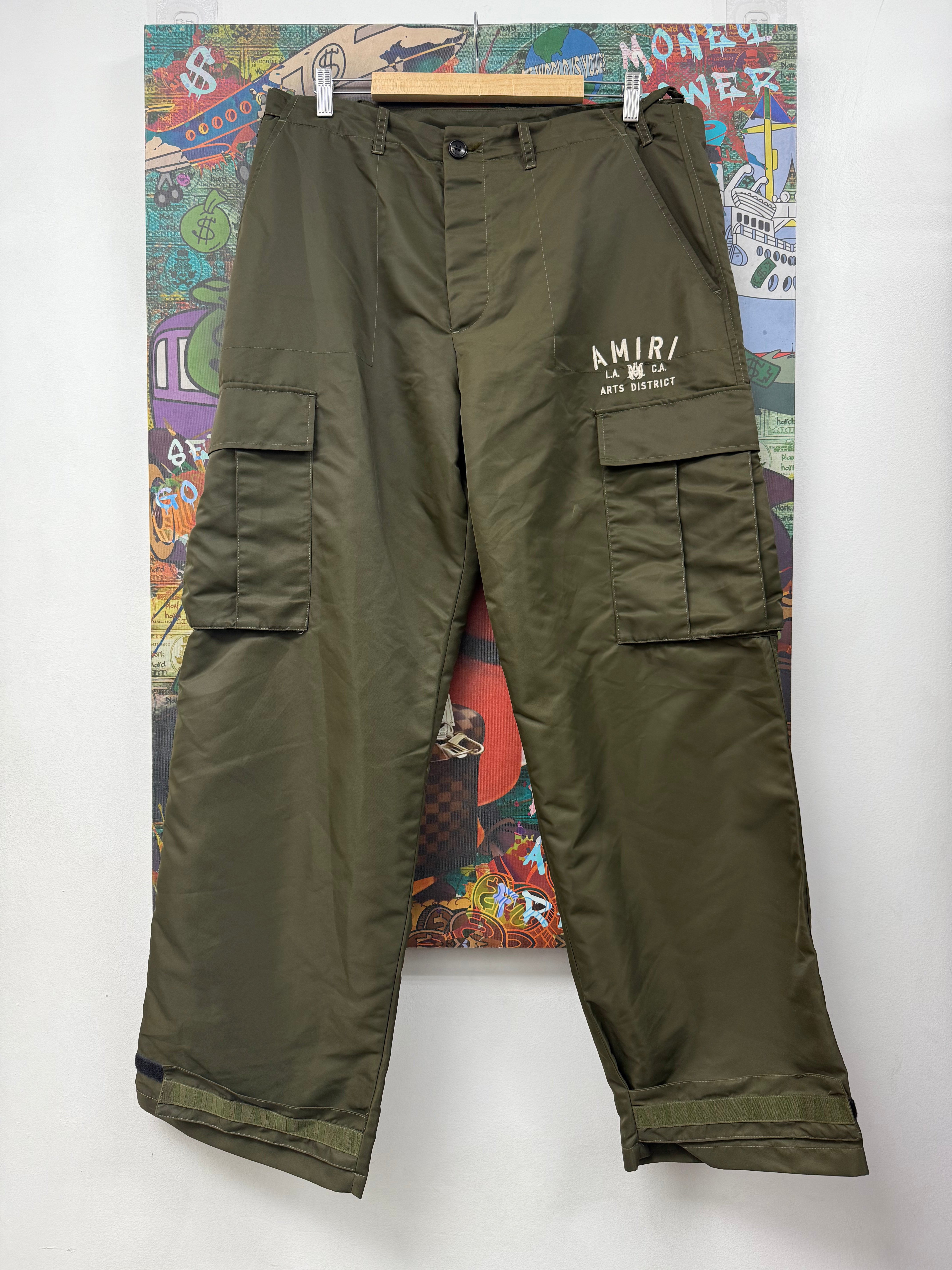 Amiri Nylon Olive Logo Cargo Pants