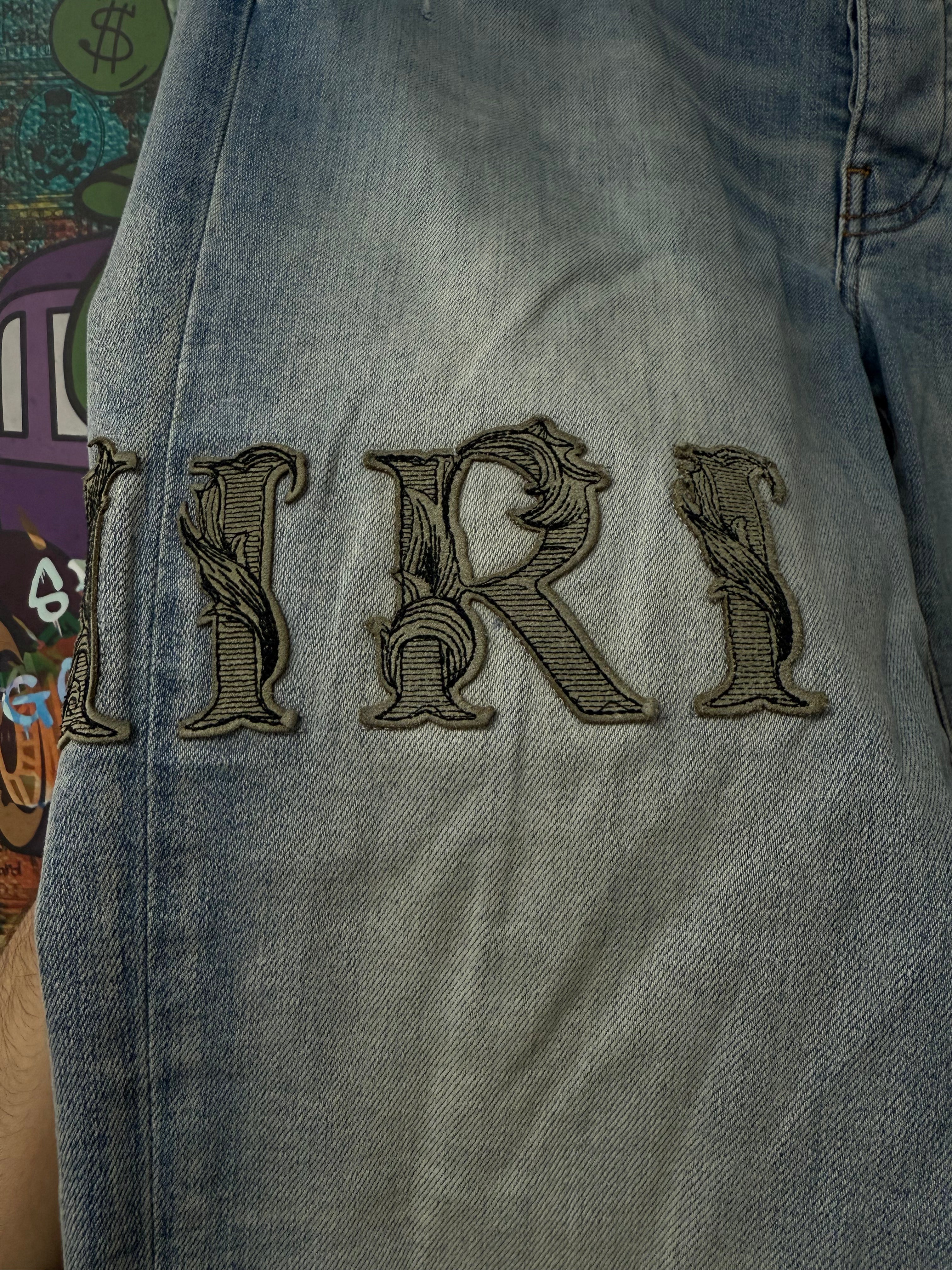 Amiri Light Wash Vine Side Logo Jeans Lightly Worn