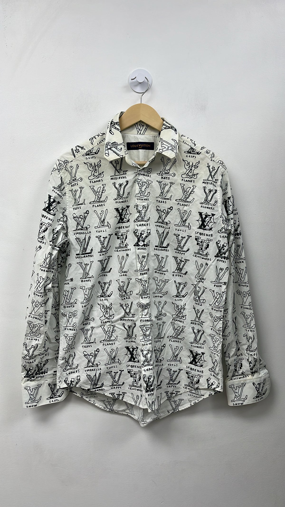 Louis Vuitton White All Over Seasons Button Up