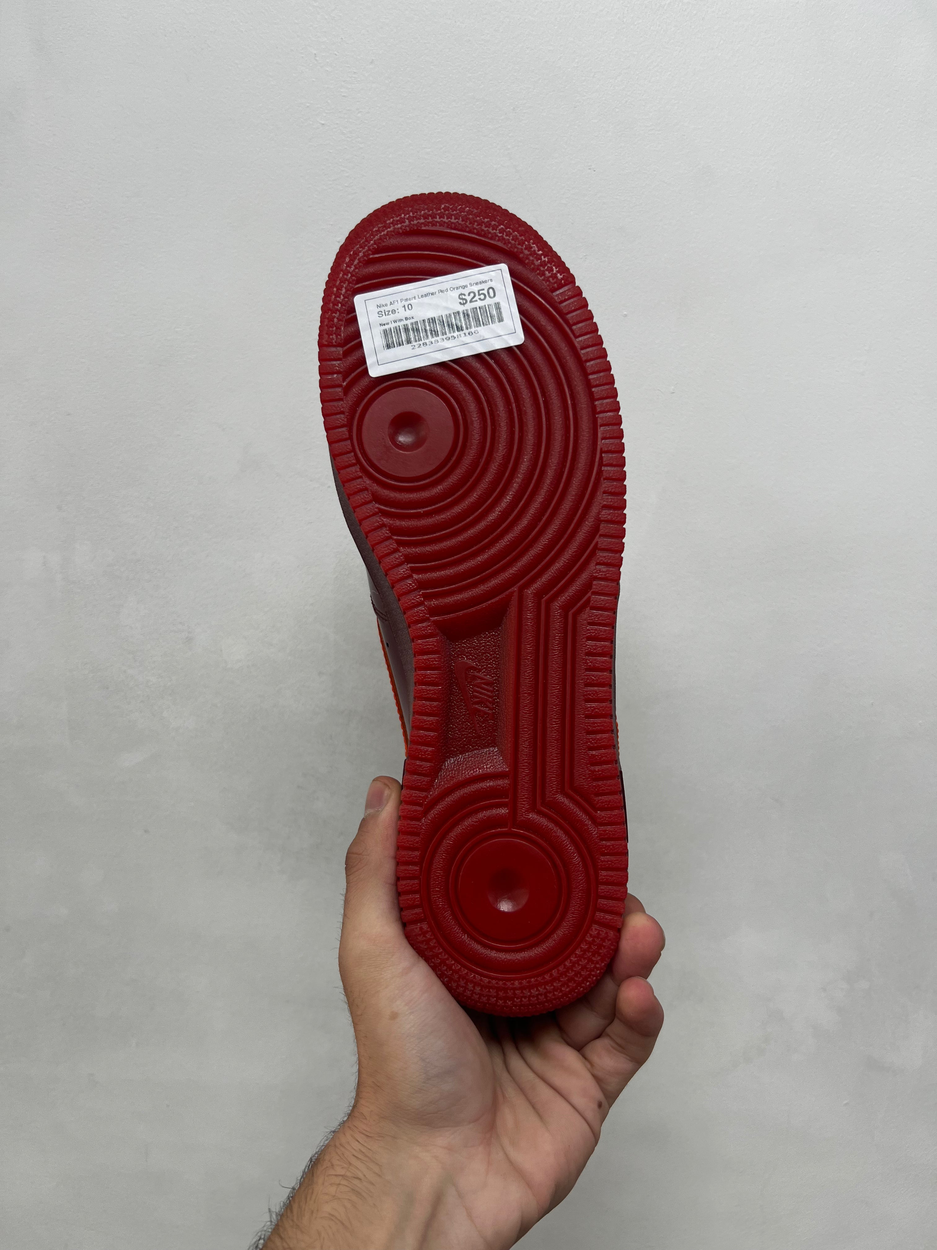 Nike AF1 Patent Leather Red Orange Sneakers