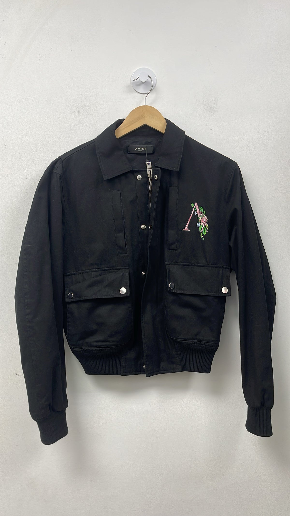 Amiri Black Green Pink Floral Bomber Jacket