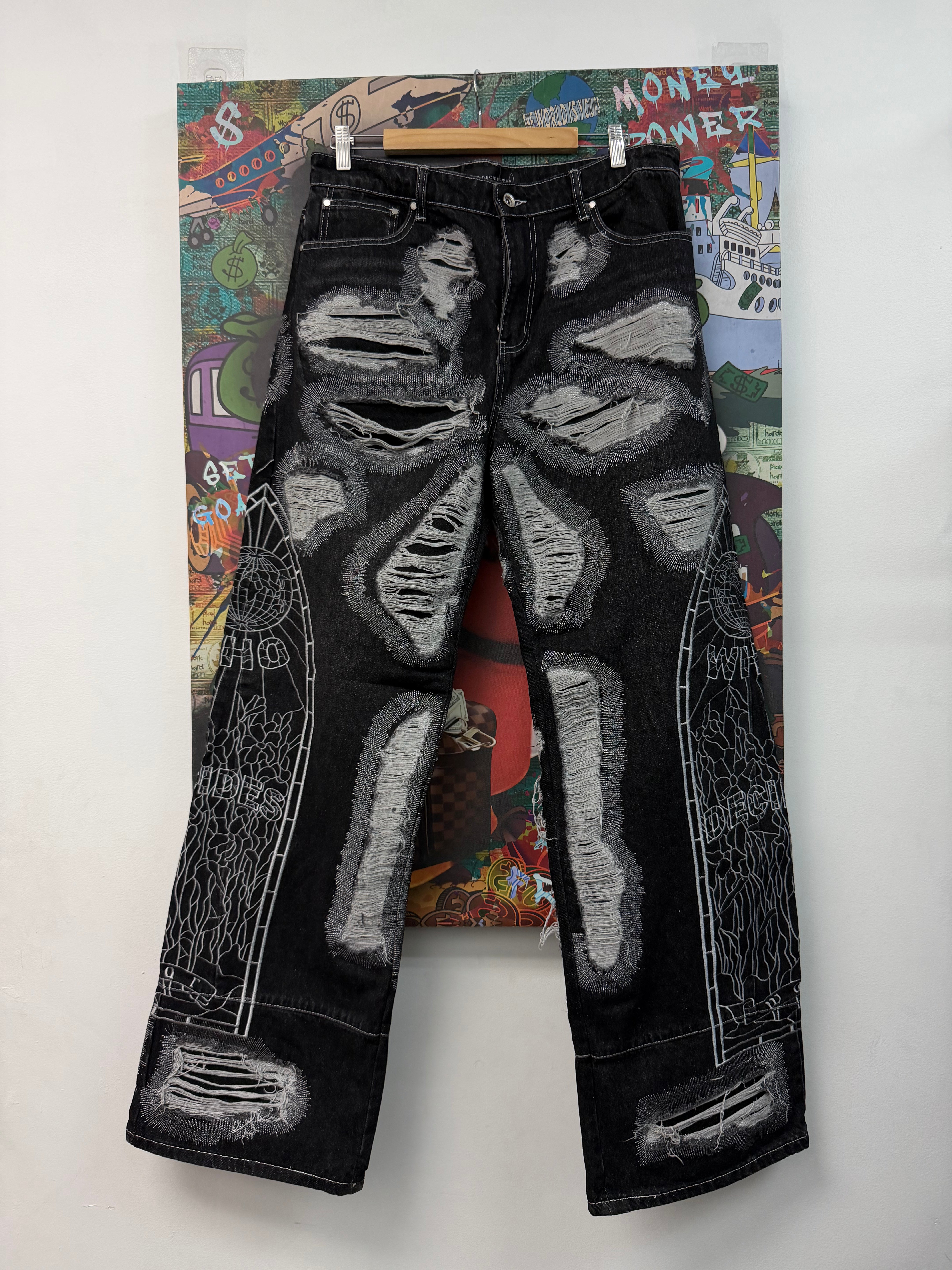 Who Decides War Black Wash Silver Distressed Jeans