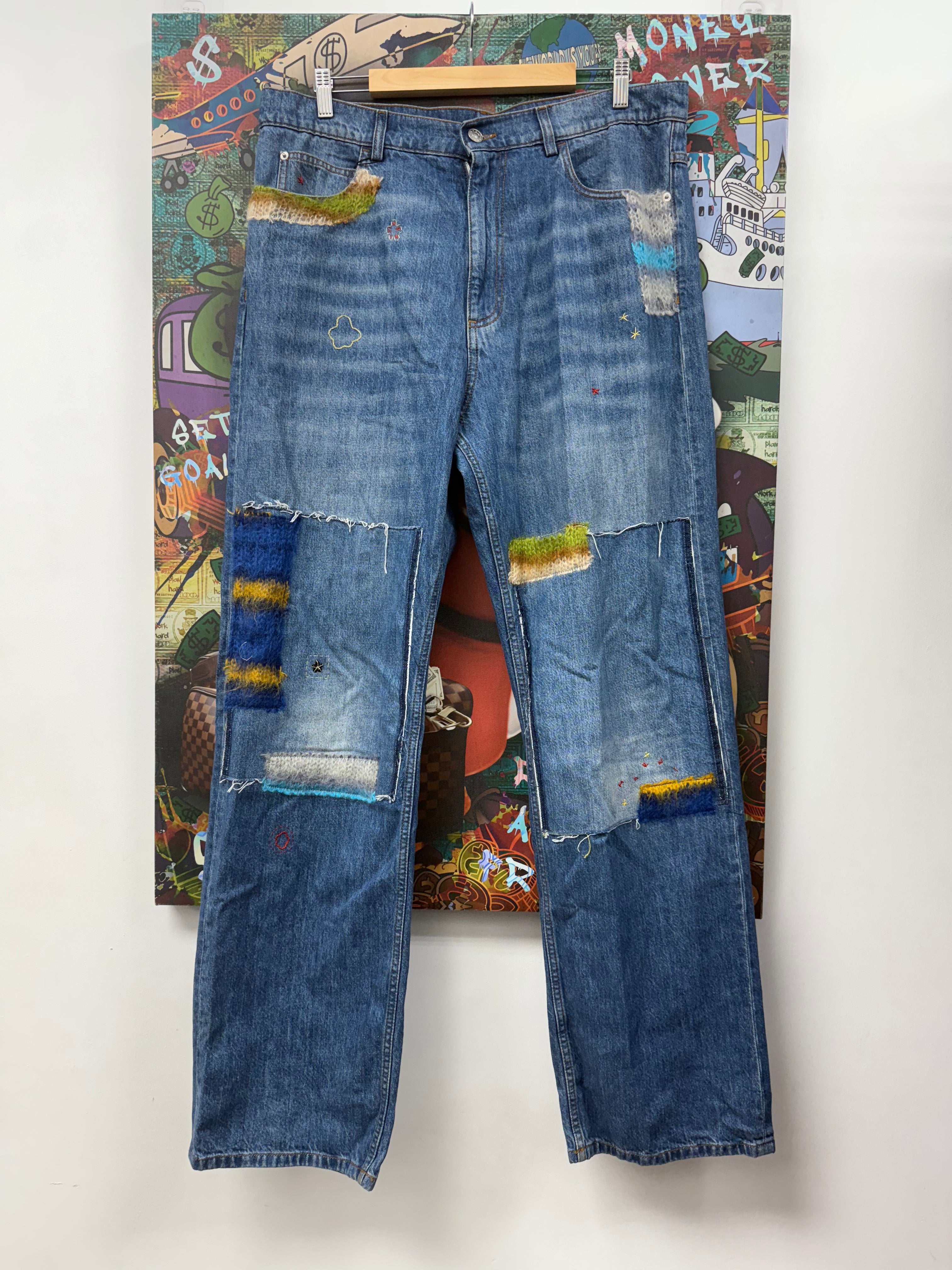 Marni Light Wash Mohair Patchwork Jeans