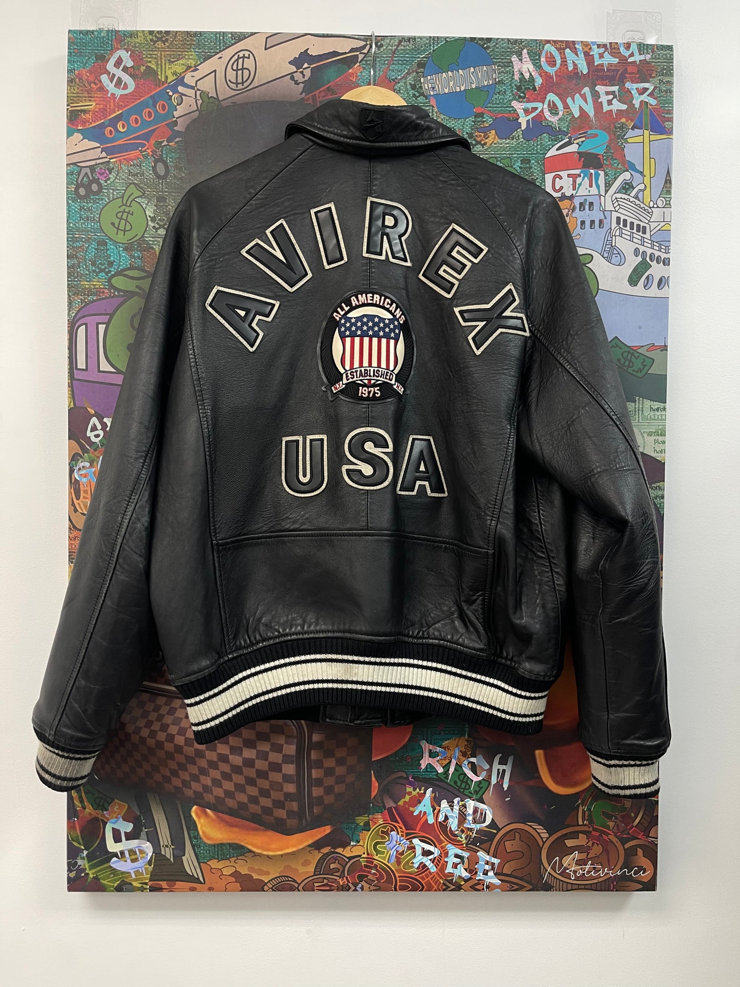 Avirex Leather Varsty Black Jacket