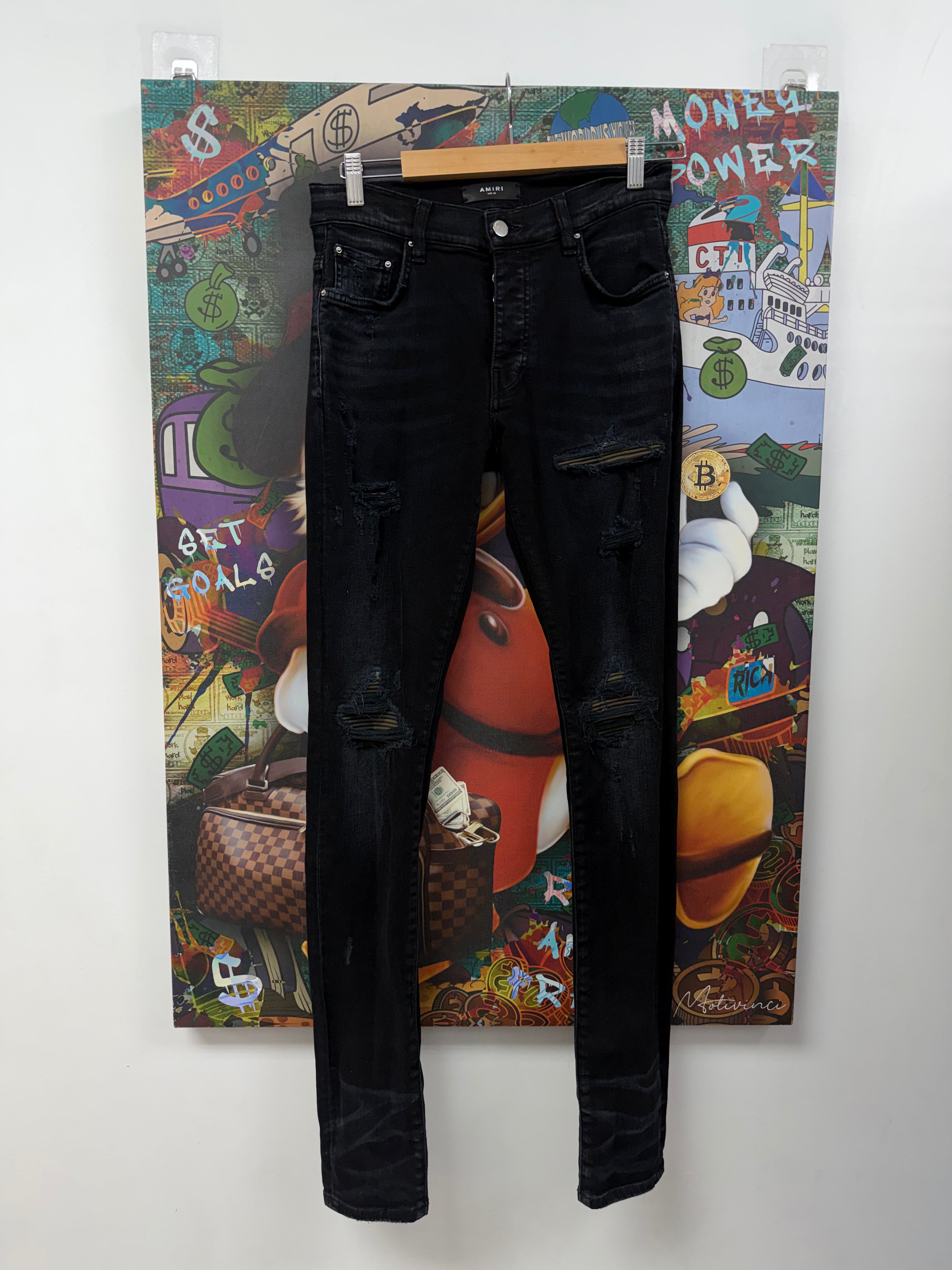 Amiri MX1 Faded Black Camo Patch Jeans