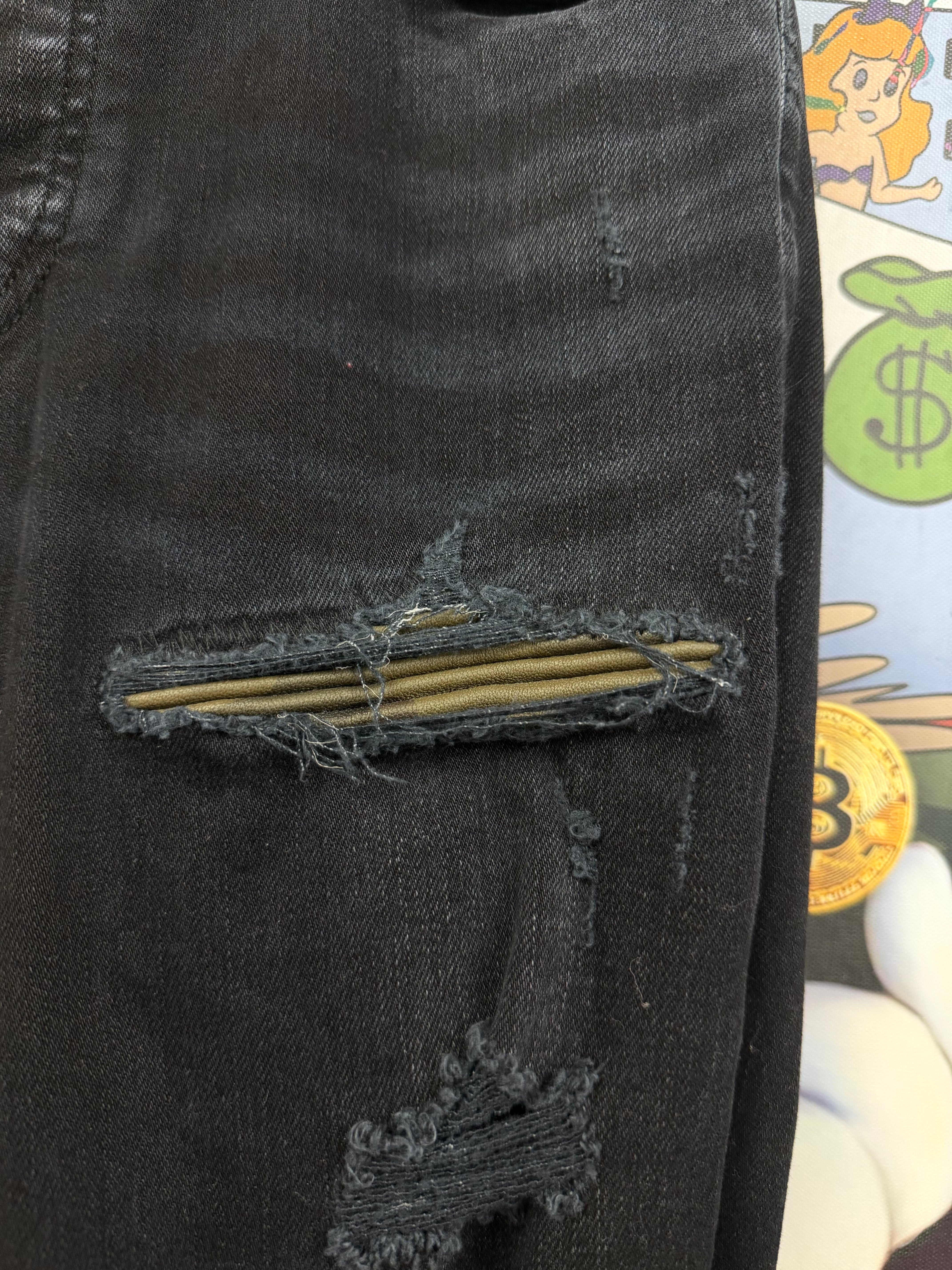 Amiri MX1 Faded Black Camo Patch Jeans