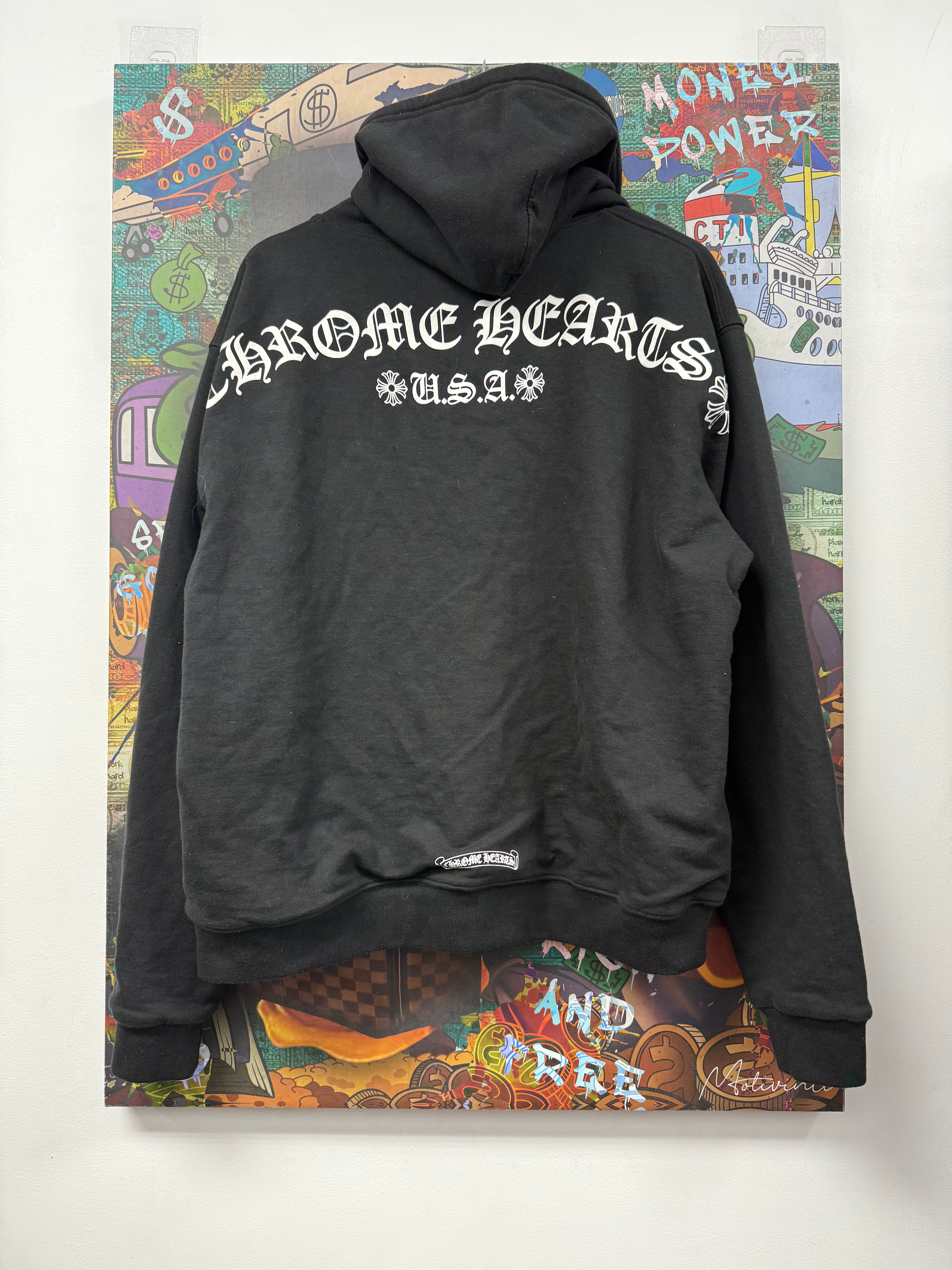 Chrome Hearts Black T-Bar USA Shoulder Logo Thermal Zip Up