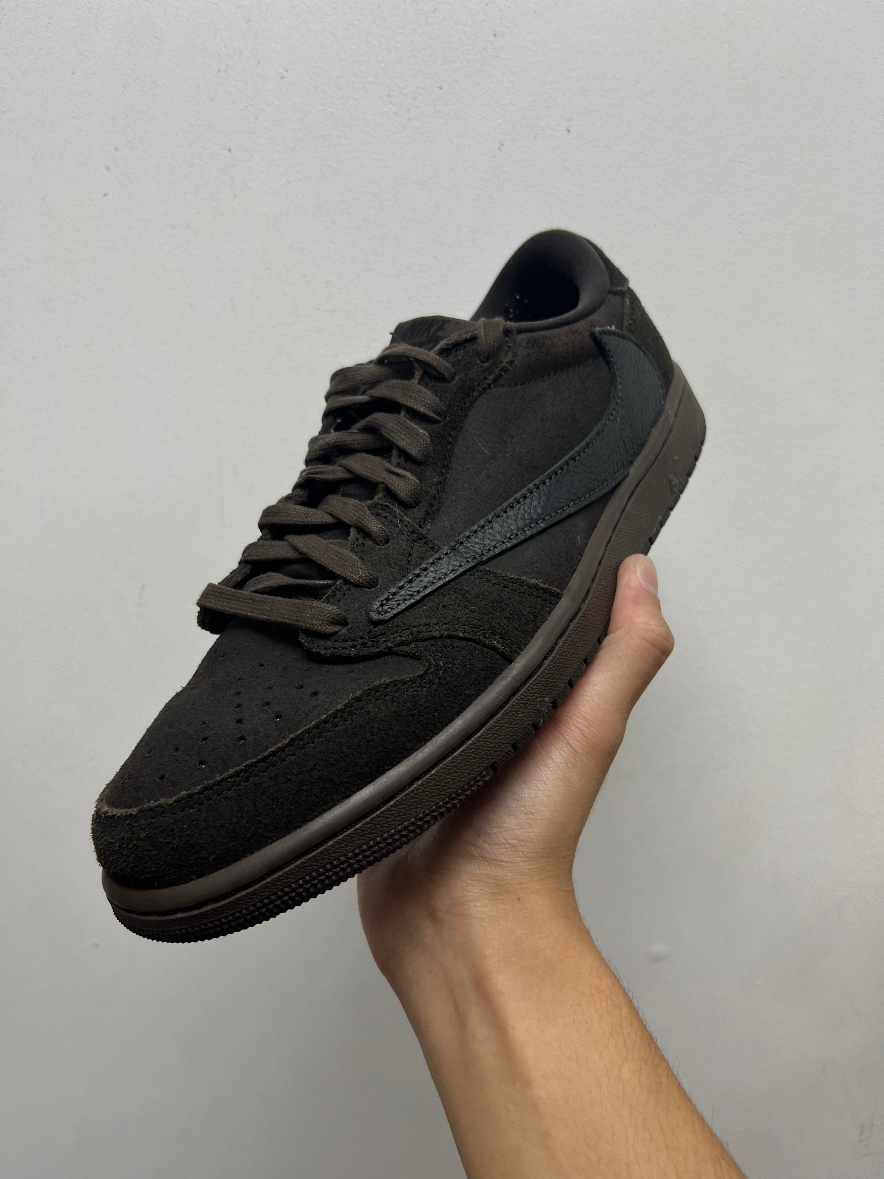 Jordan 1 Low Travis Scott Brown Velvet Sneakers