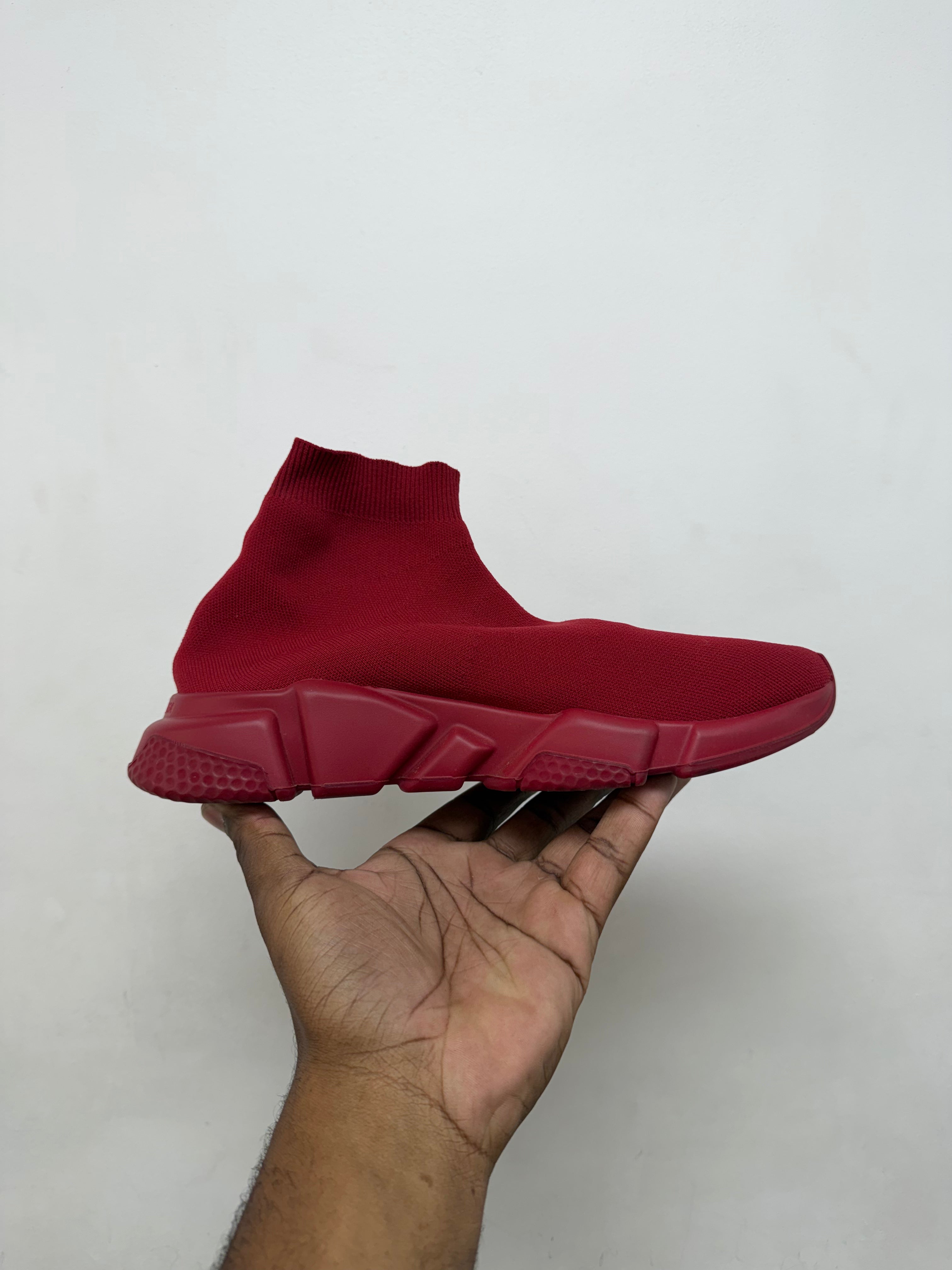 Balenciaga Burgundy Sock Runner Sneakers