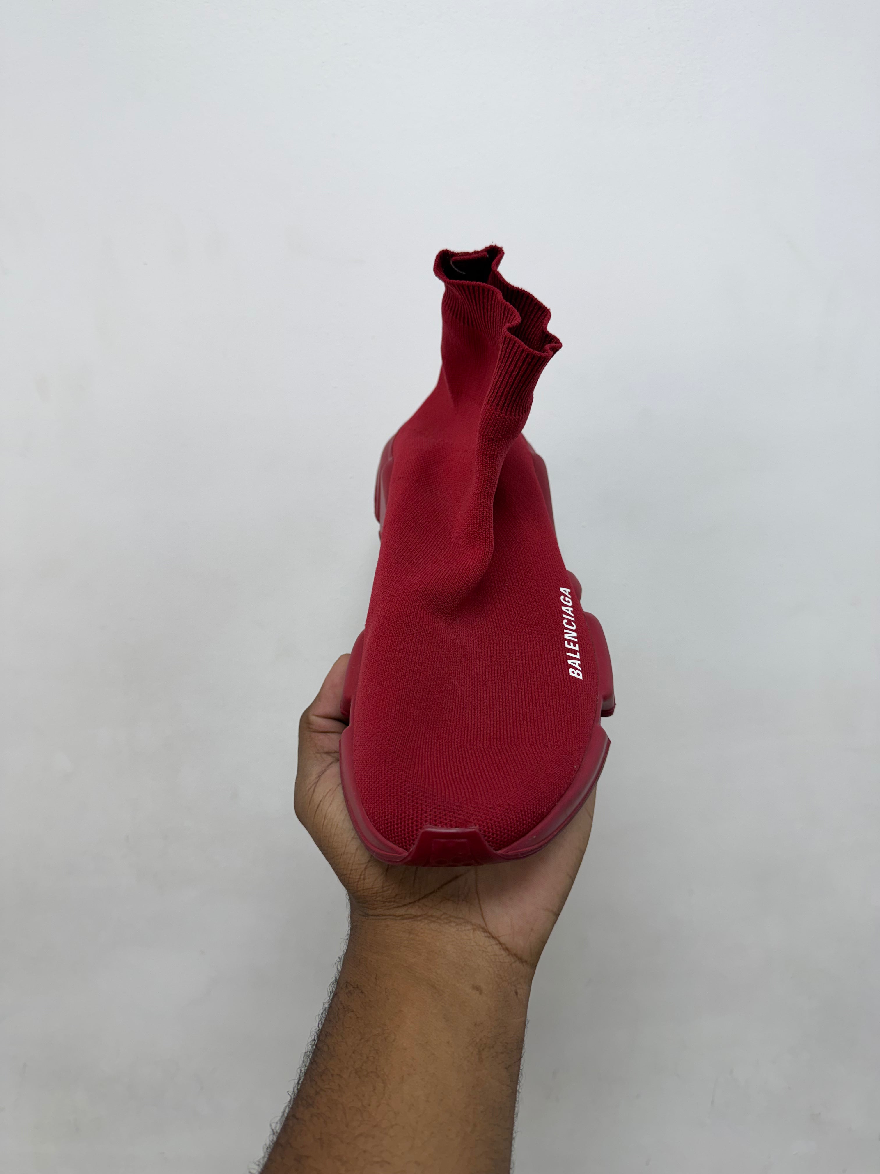 Balenciaga Burgundy Sock Runner Sneakers