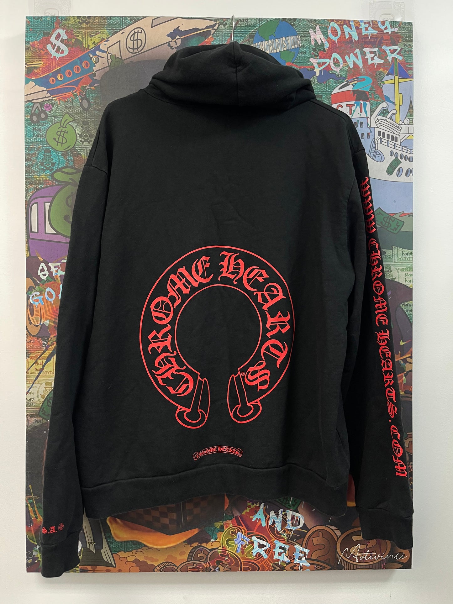 Chrome Hearts Web Hoodie Black Red Used Medium