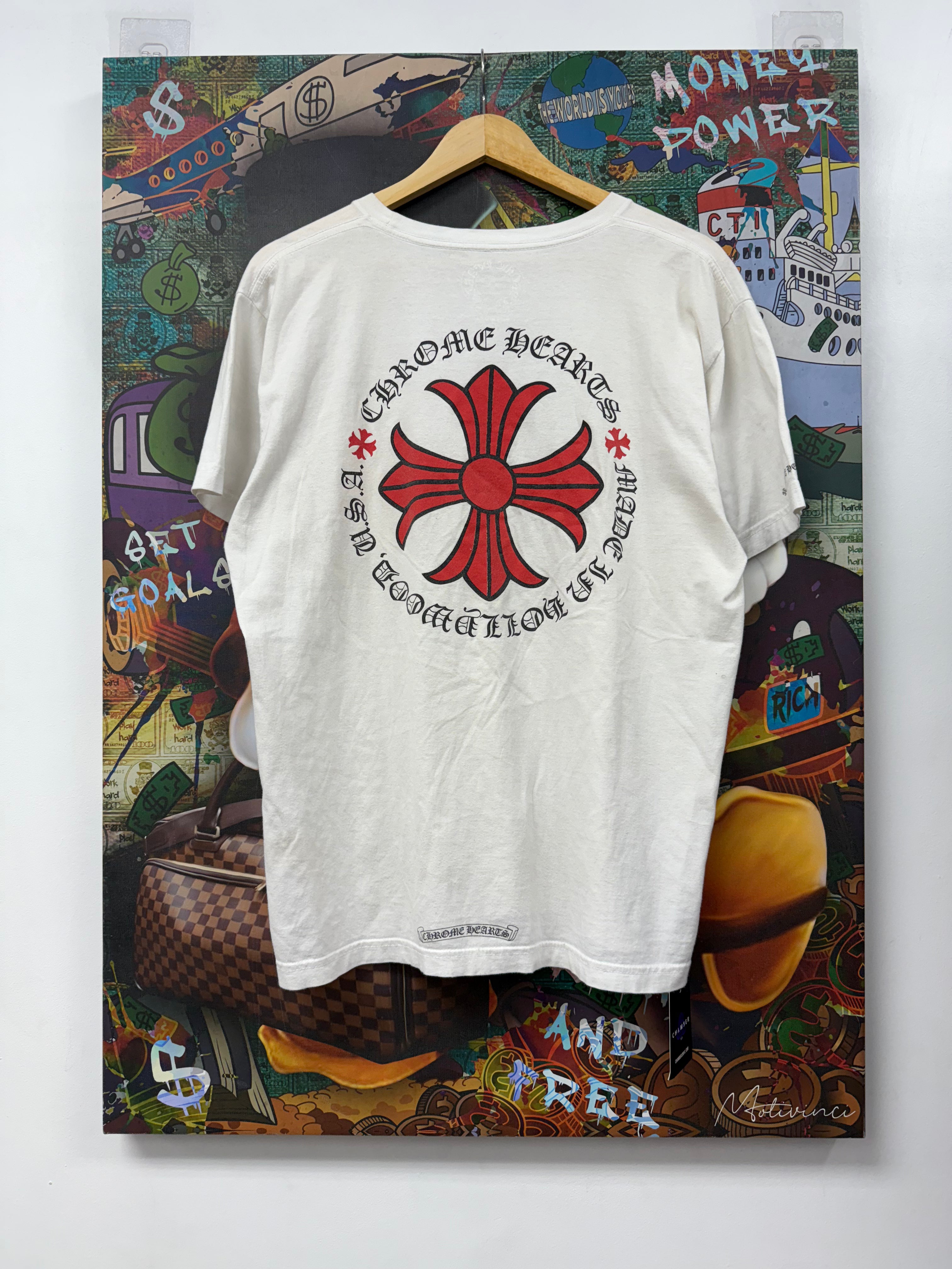 Chrome Hearts White Red Hollywood Plus Logo Tee