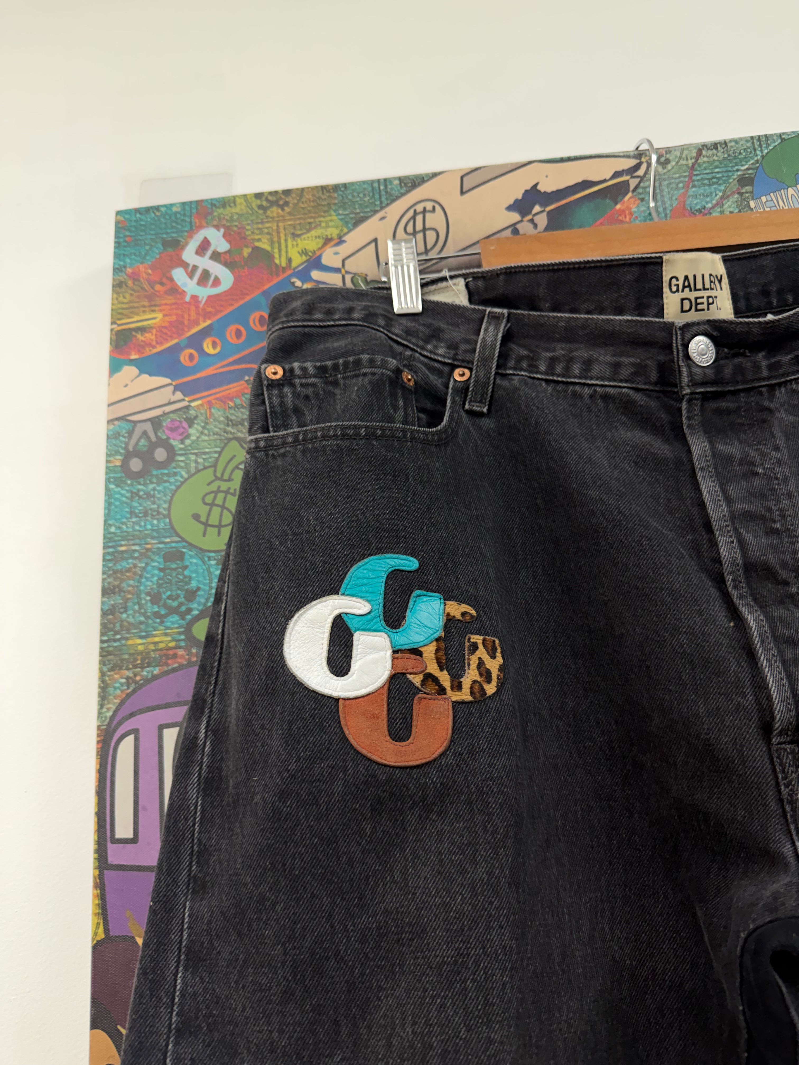 Gallery Dept Black Wash Multi Color G-Patch Jeans