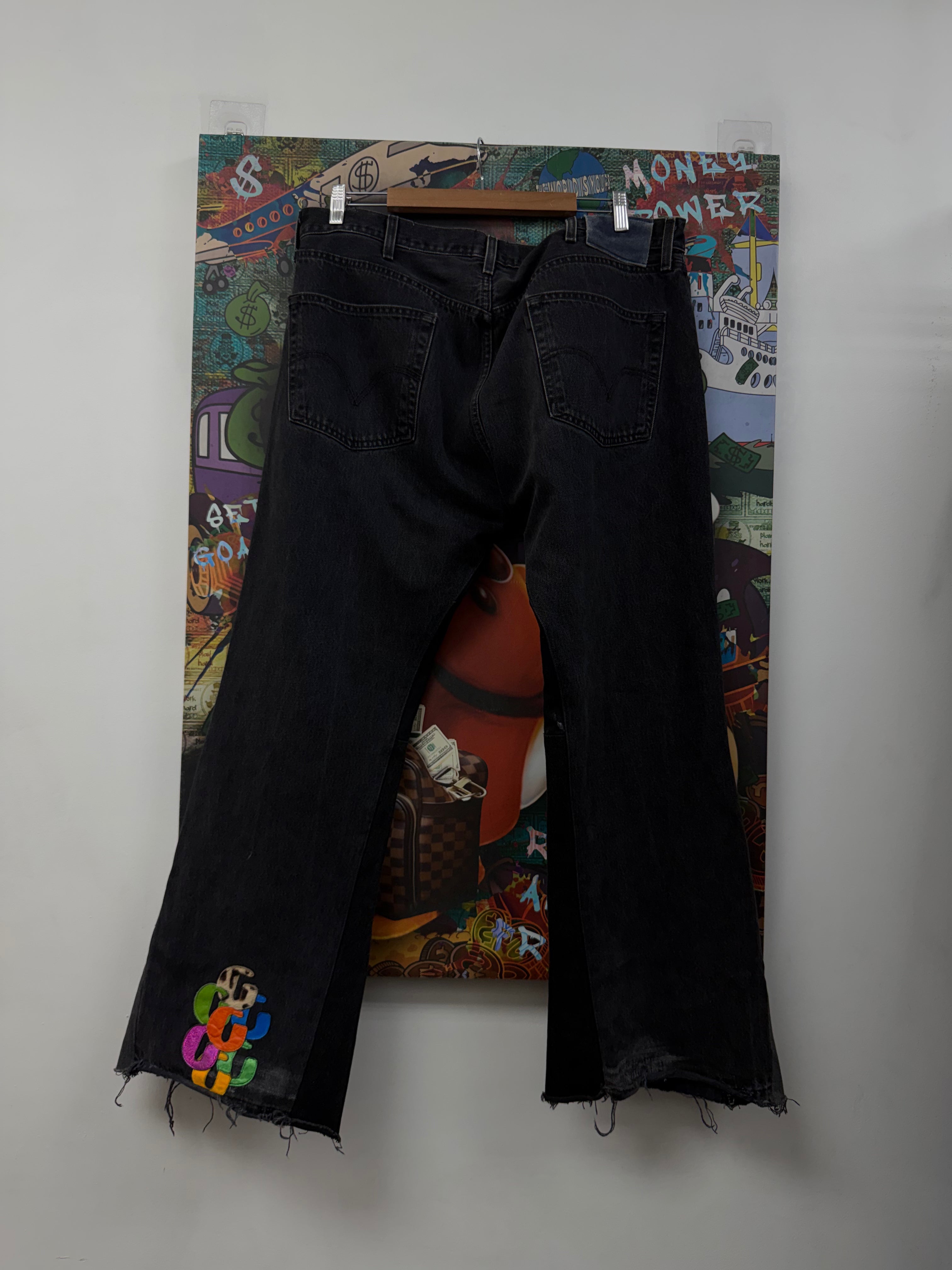 Gallery Dept Black Wash Multi Color G-Patch Jeans