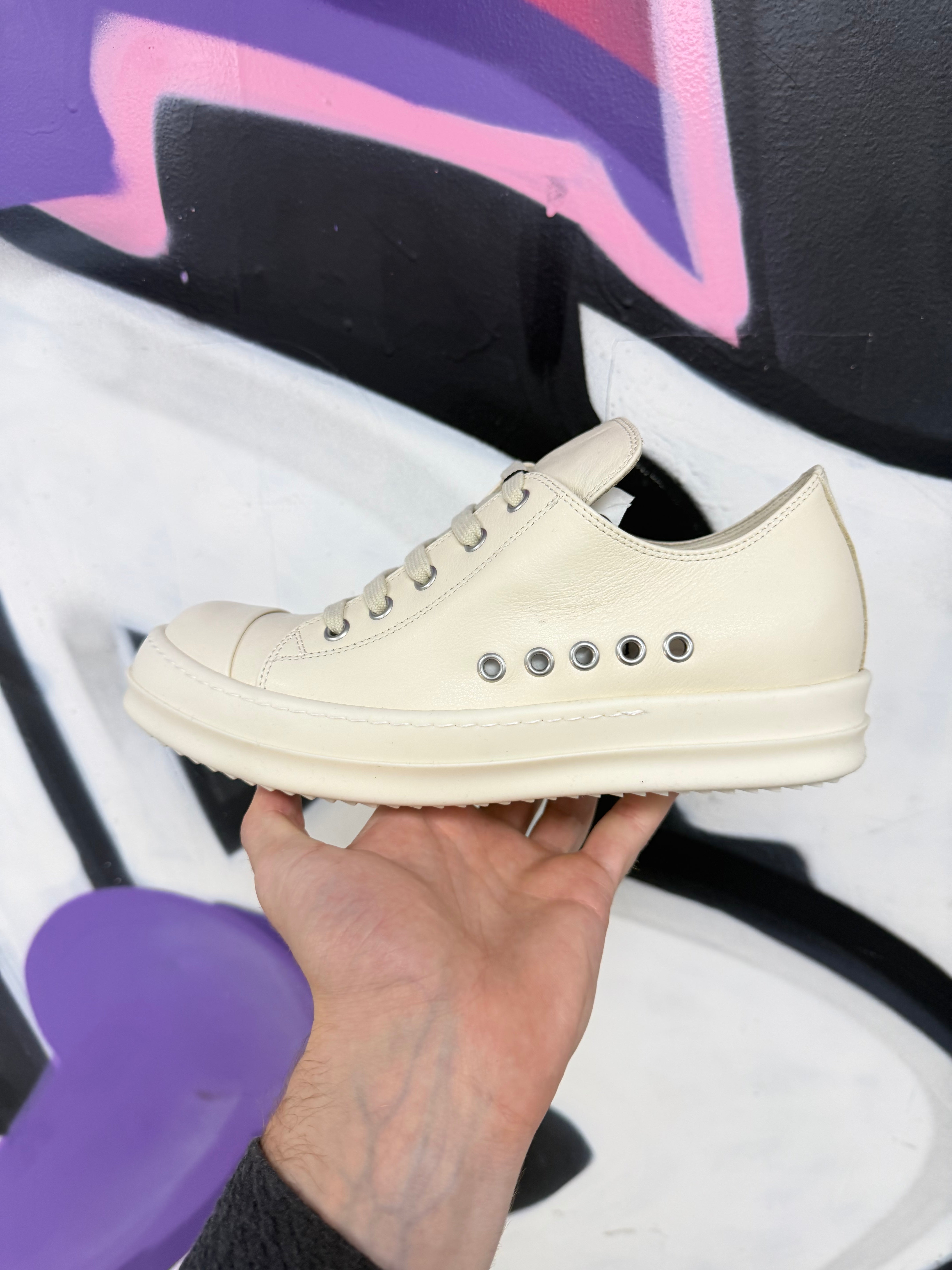 Rick Owens Milk & Milk Mainline Extreme Low Sneakers