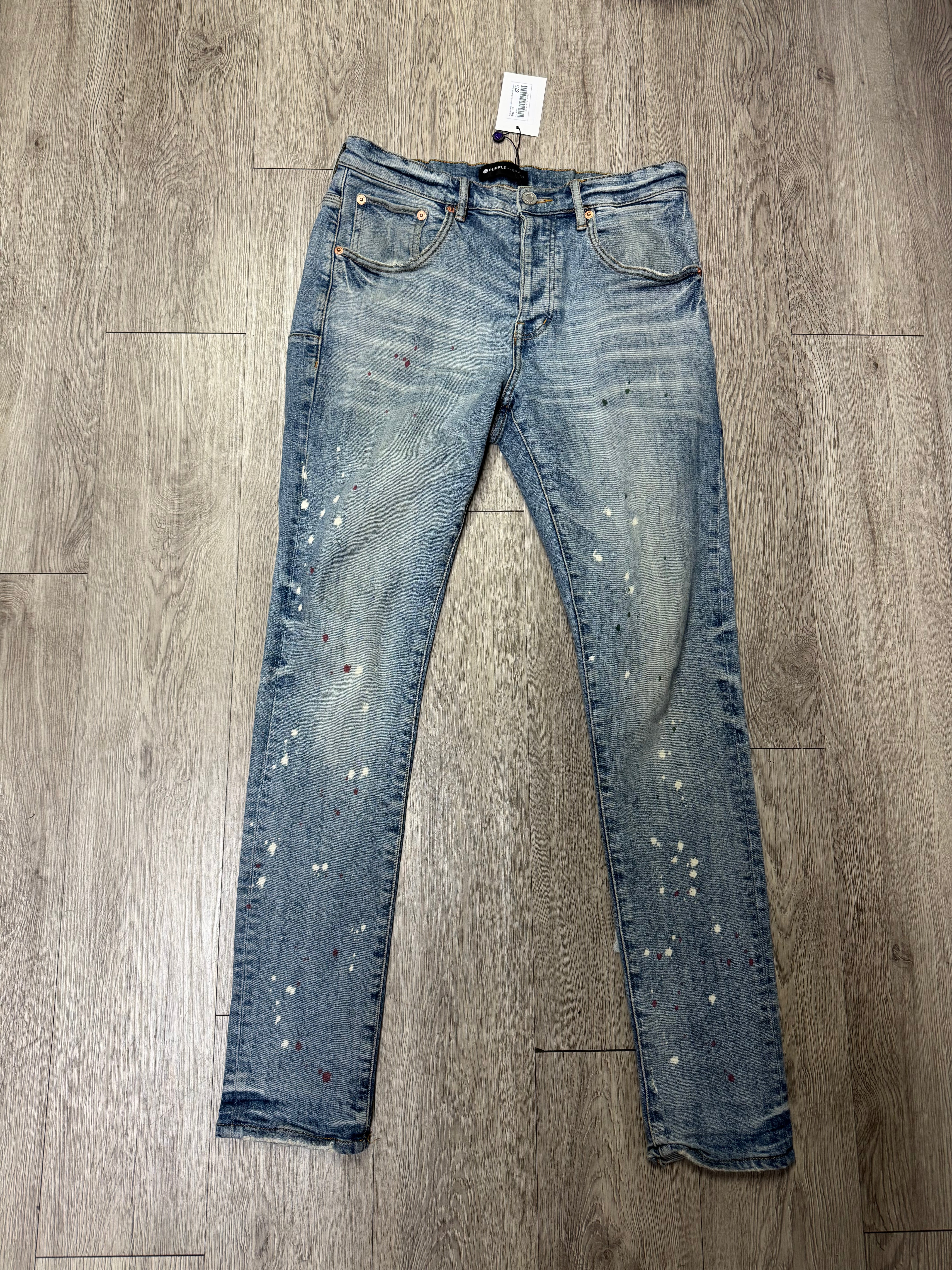 Purple Brand Light Wash Splatter Jeans