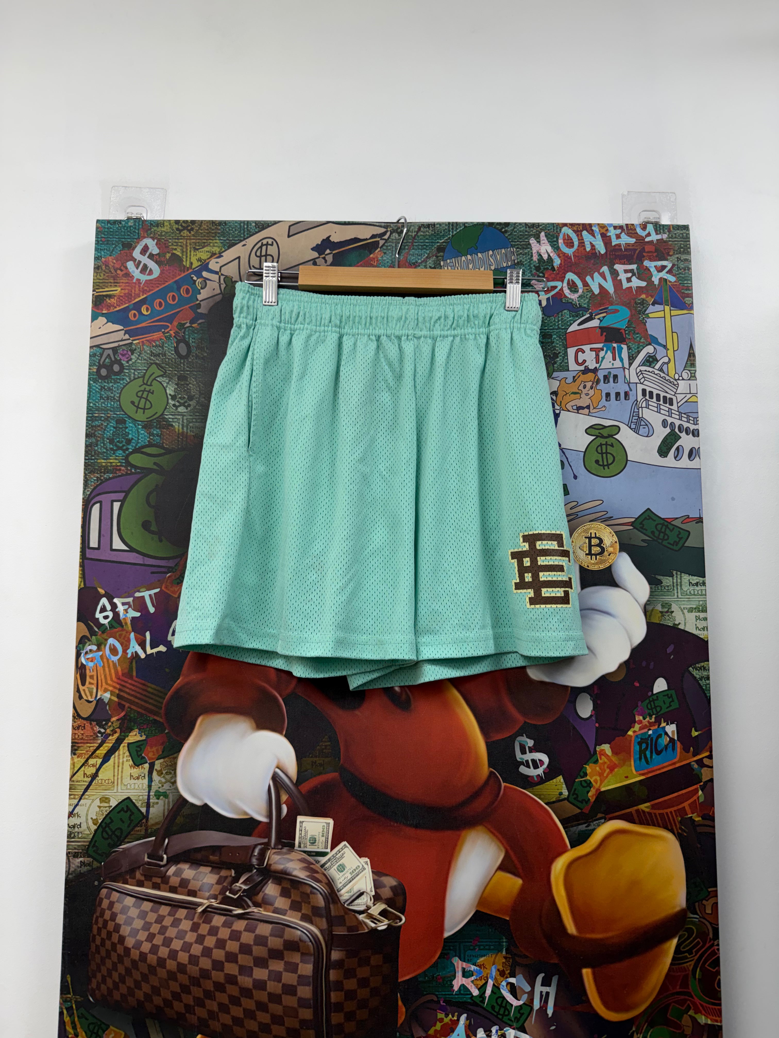 Eric Emanuel Mint Cream Brown Shorts