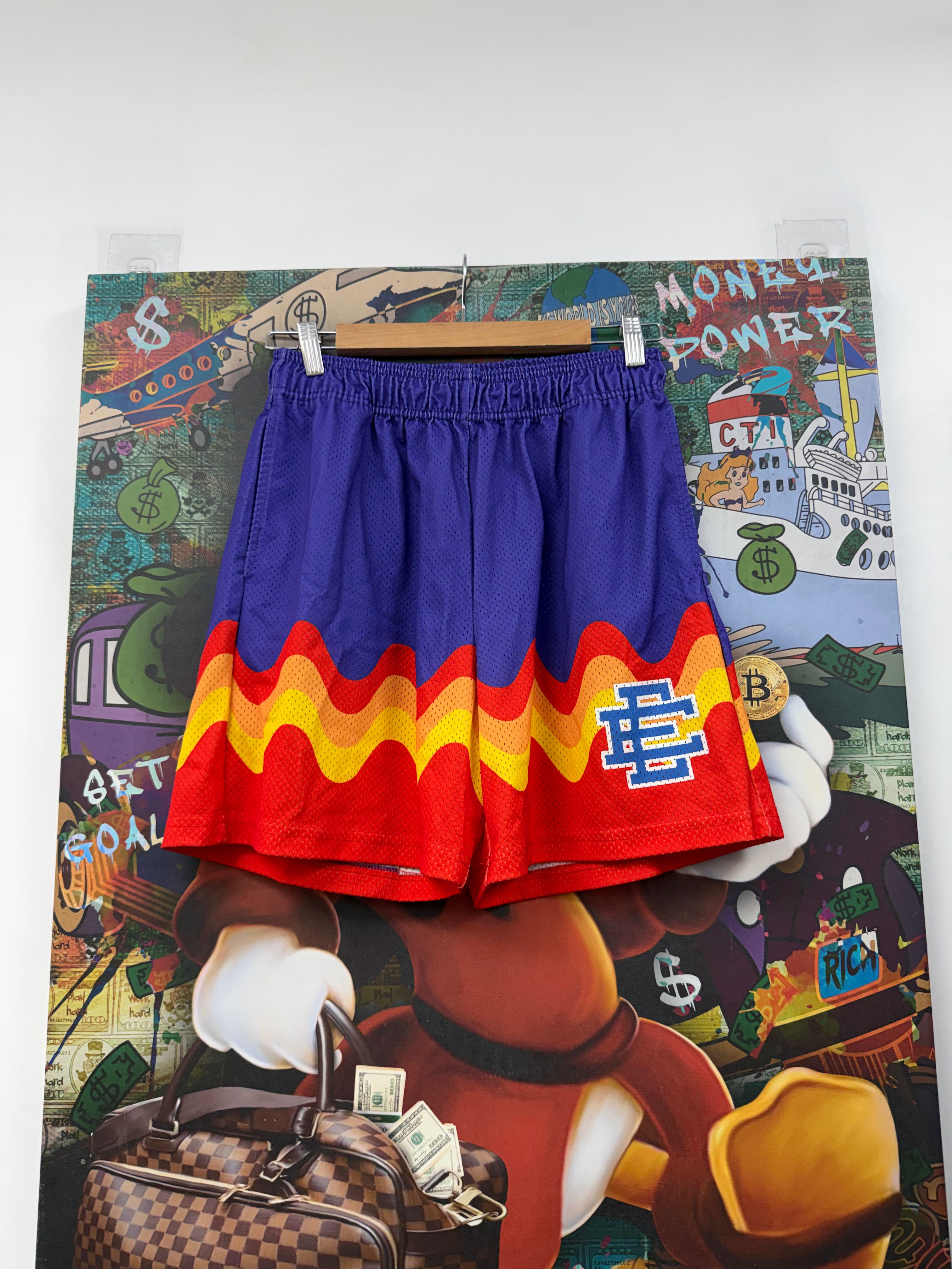Eric Emanuel Purple Yellow Red Blue Sunset Shorts