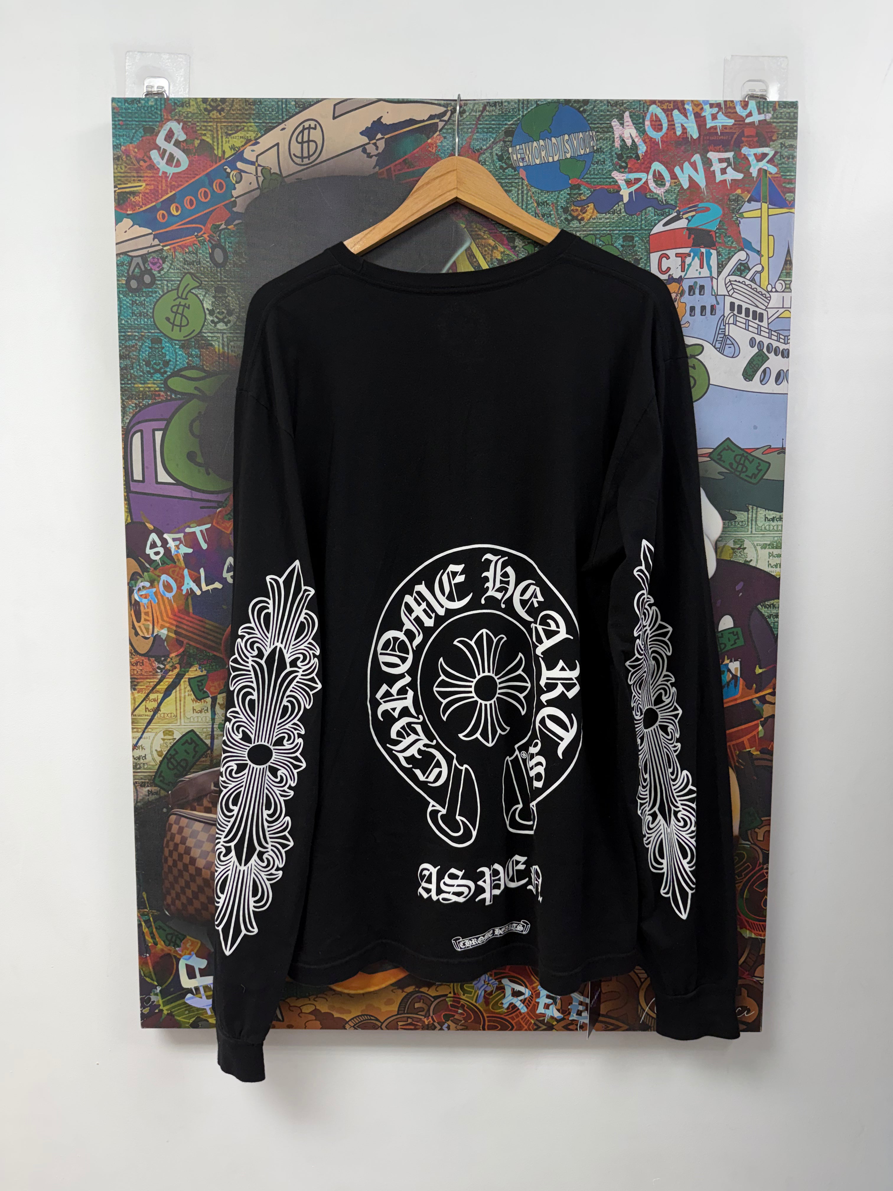 Chrome Hearts Black Floral Horseshoe Aspen Long Sleeve