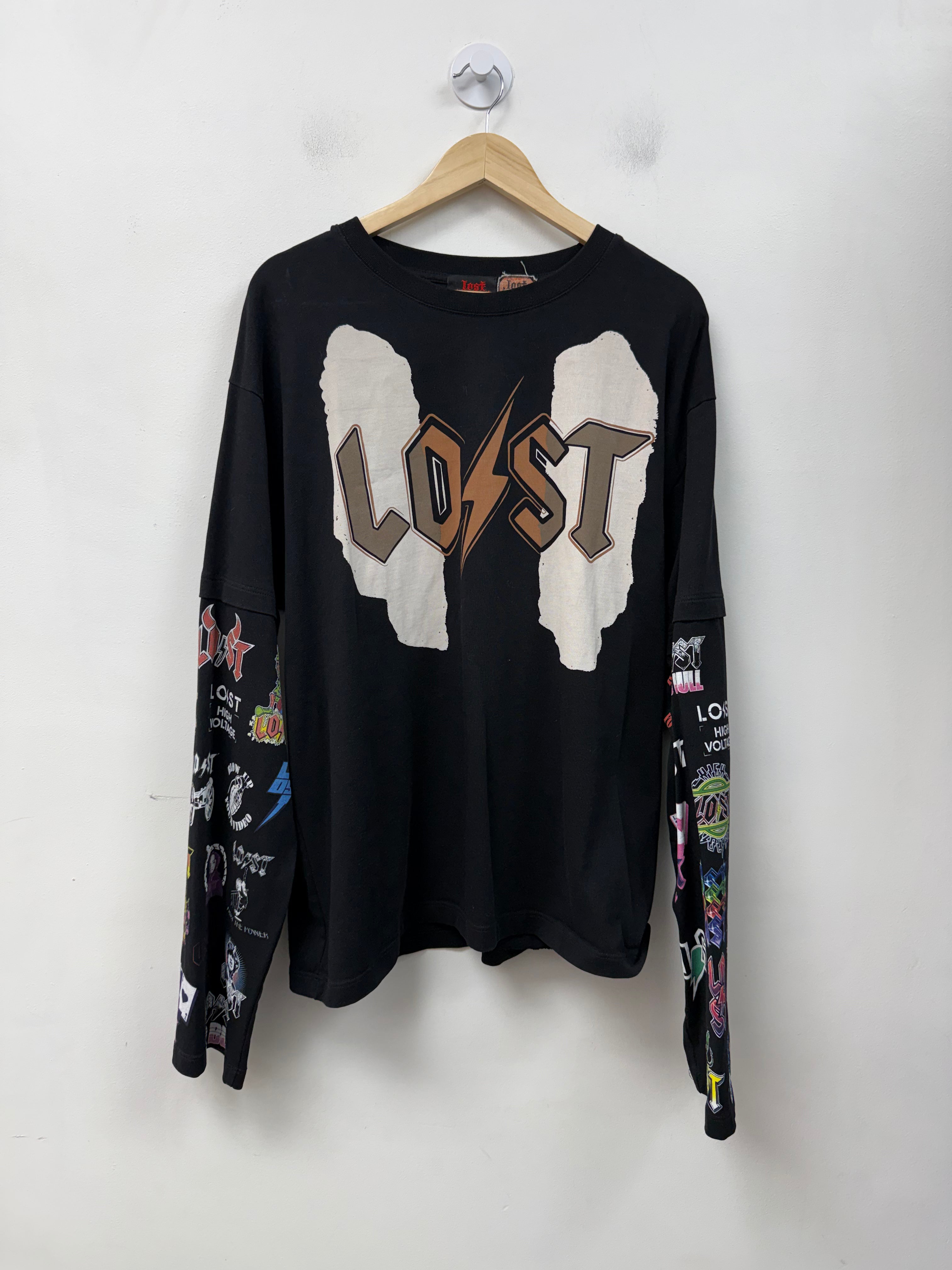 Lost Intricacy Black Multi Logos Long Sleeve