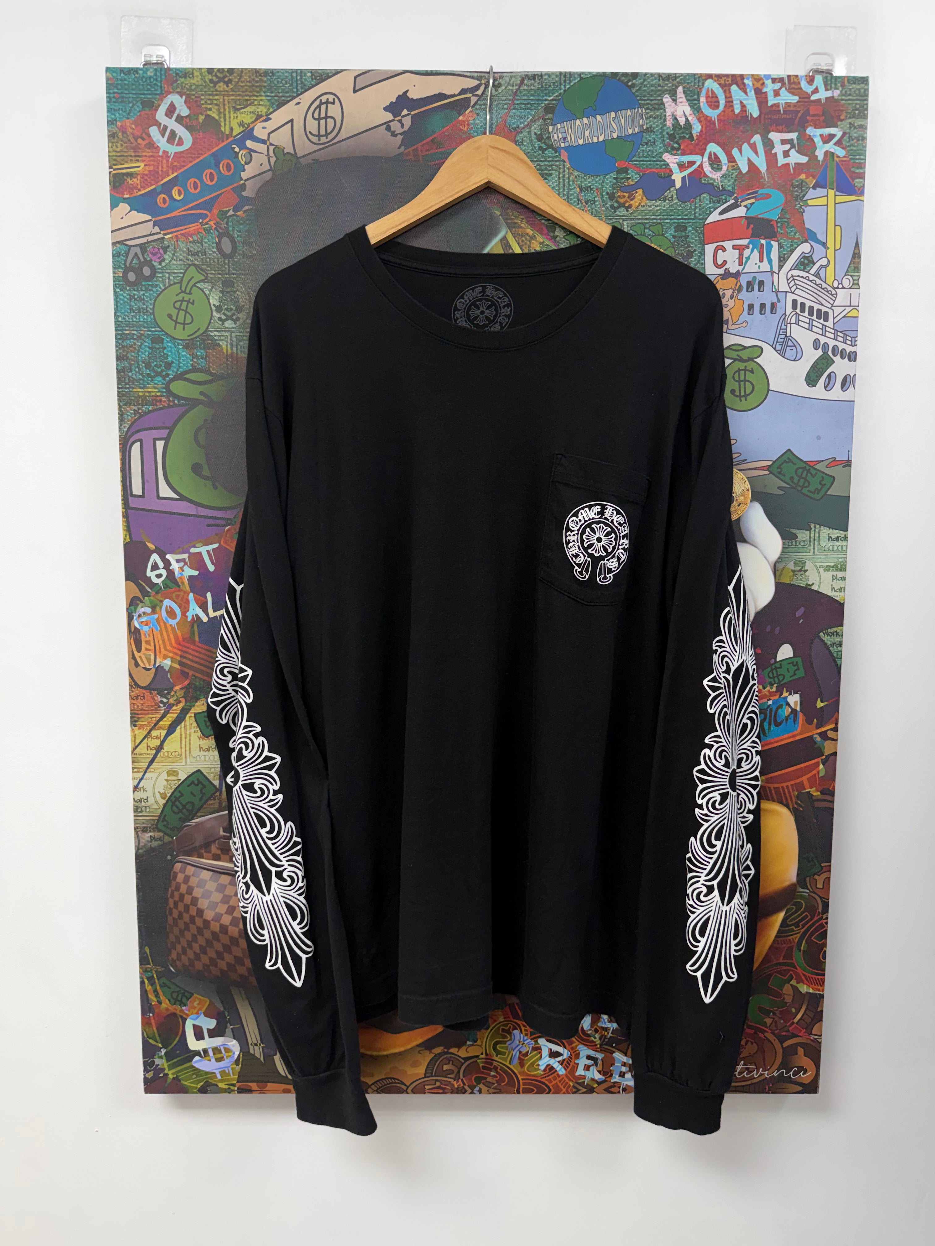 Chrome Hearts Black Floral Horseshoe Aspen Long Sleeve