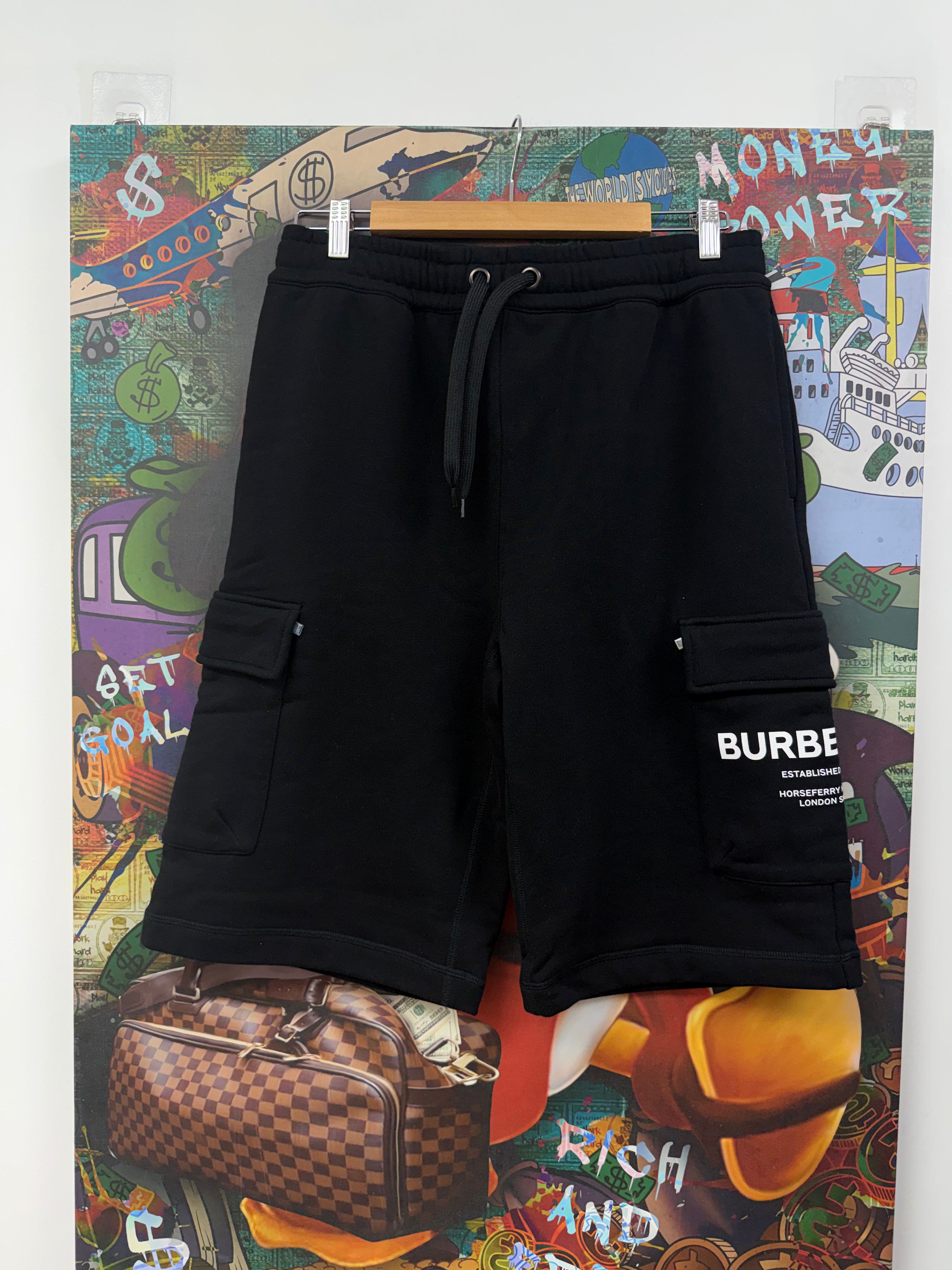 Burberry Black Cargo Sweat Shorts