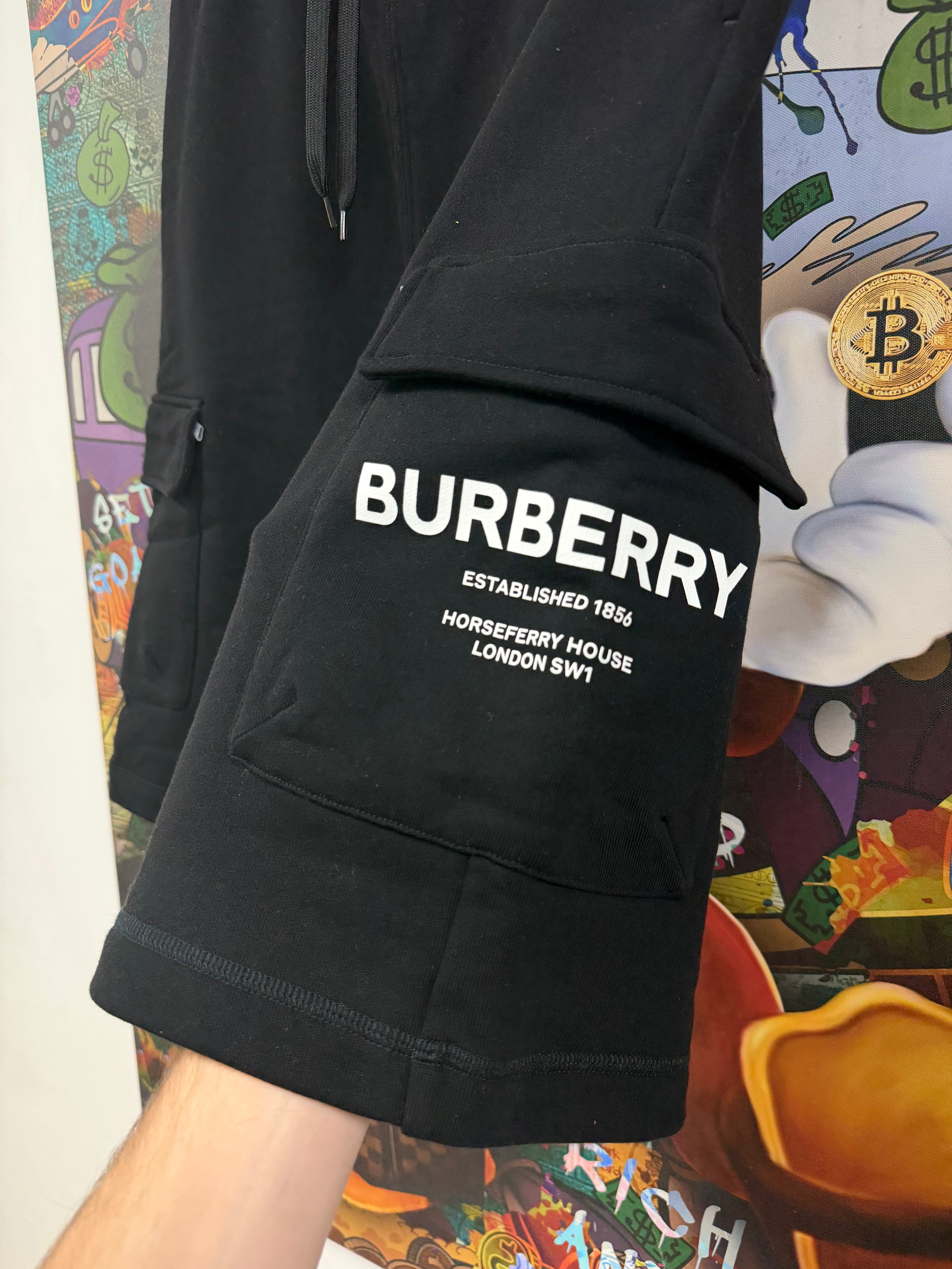 Burberry Black Cargo Sweat Shorts