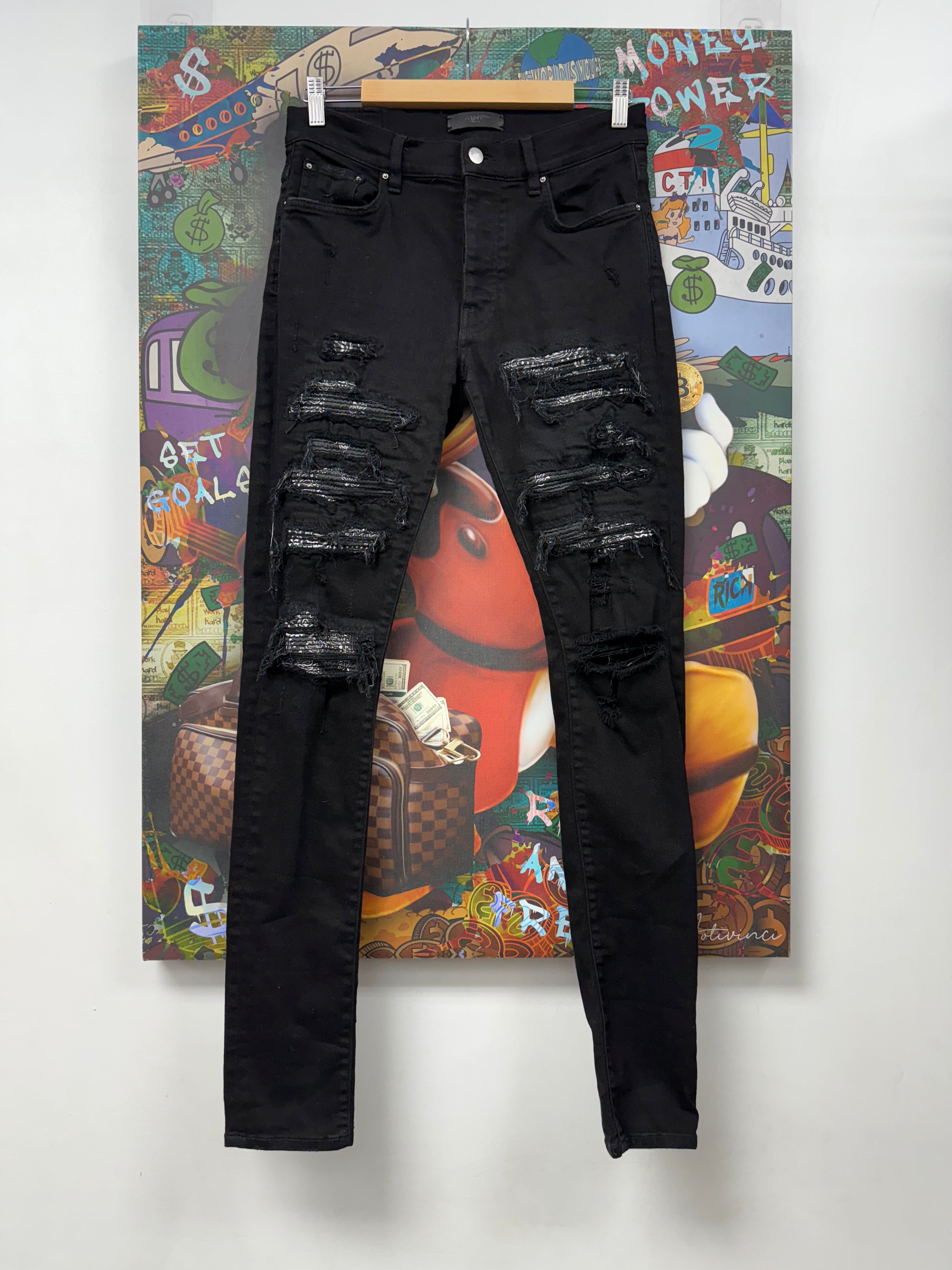 Amiri Black Paisley Thrasher Jeans