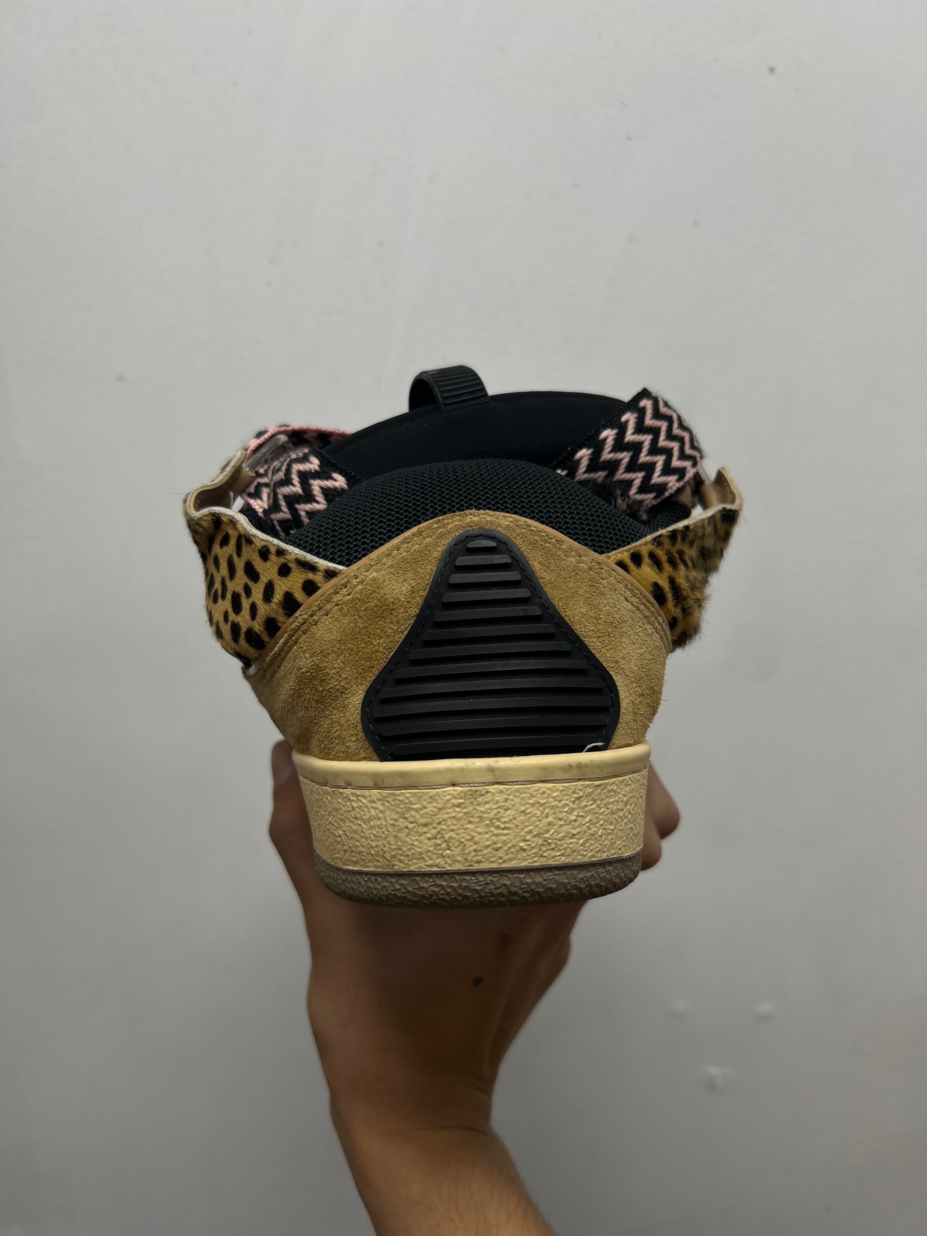 Lanvin Tan Cheetah Curb Sneakers