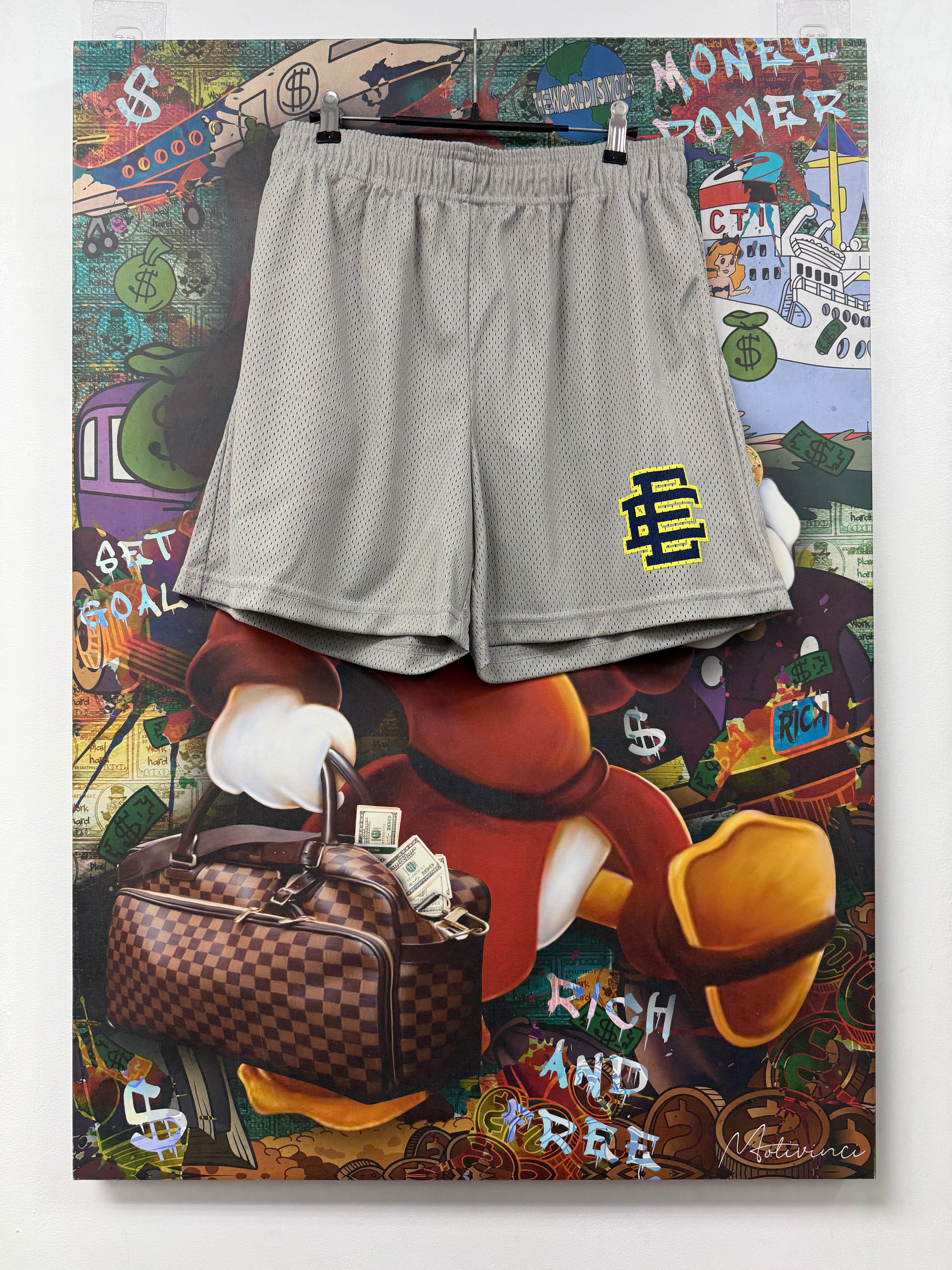 Eric Emanuel Grey Navy Yellow Shorts