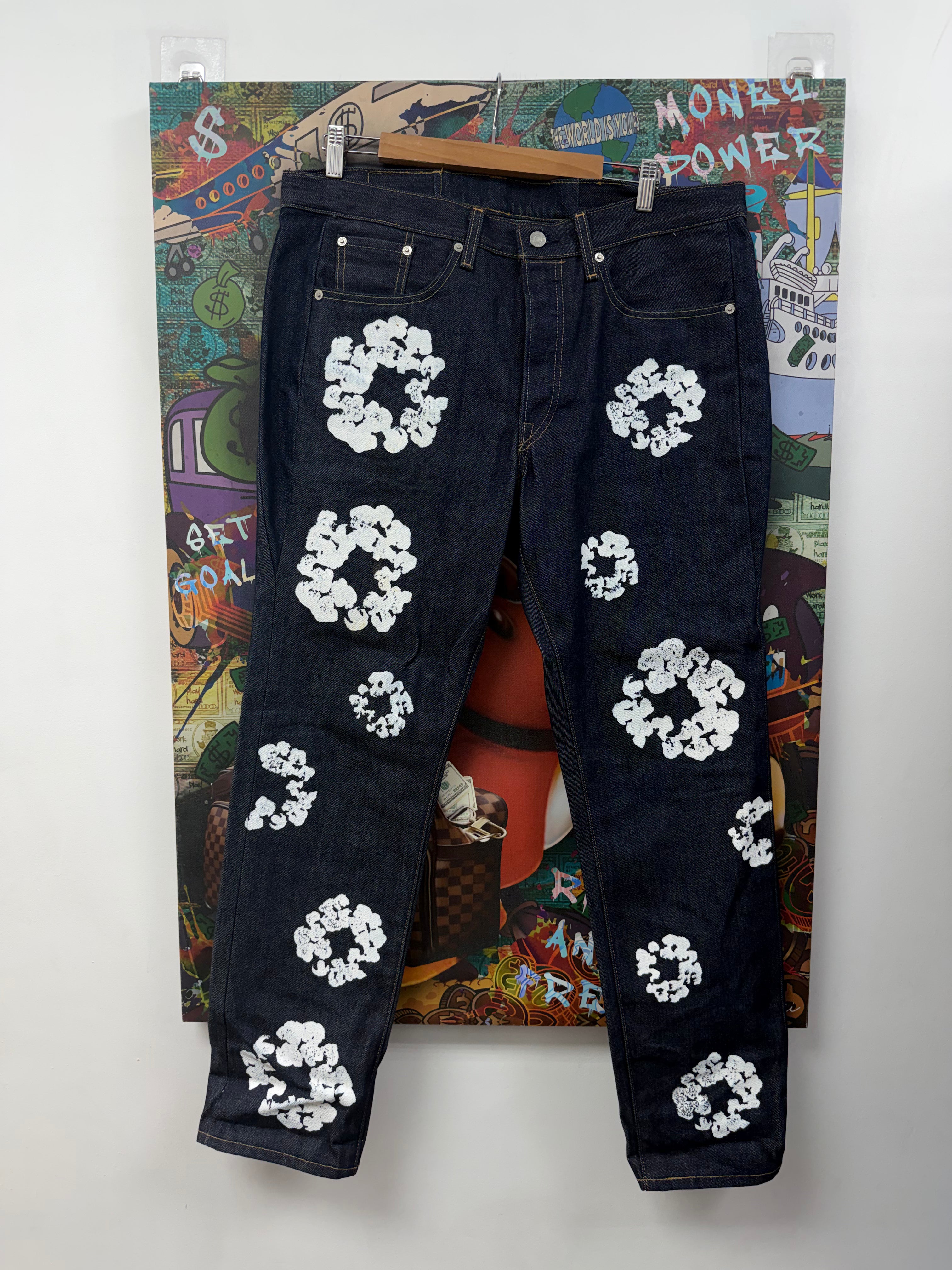 Denim Tears Navy Selvedge Cotton Wreath Jeans