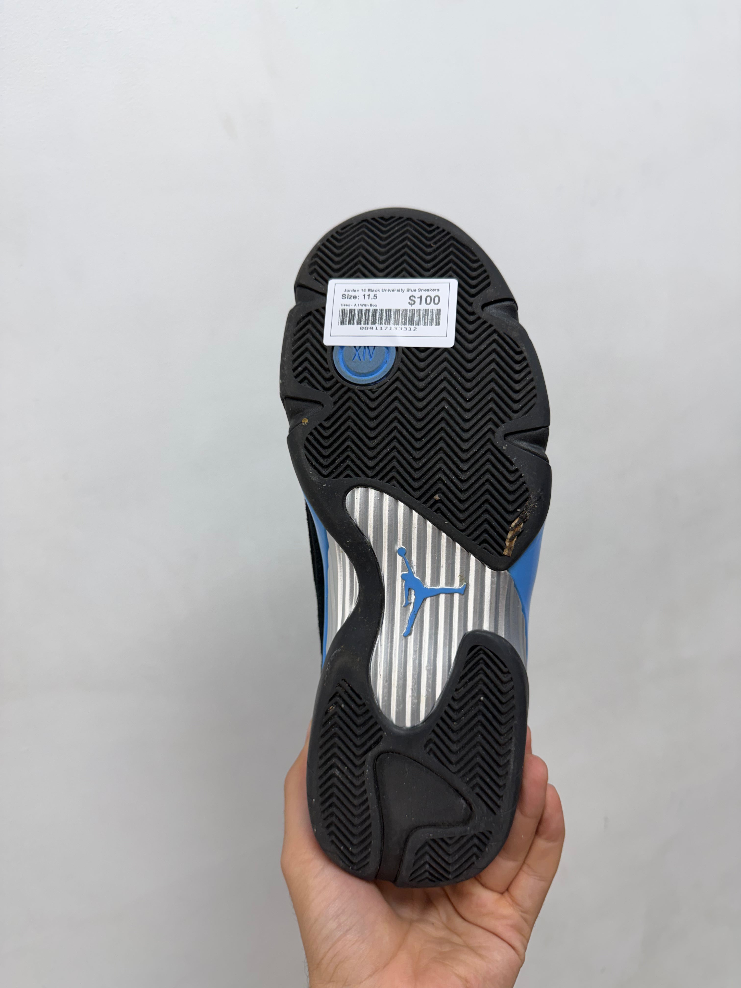 Jordan 14 Black University Blue Sneakers