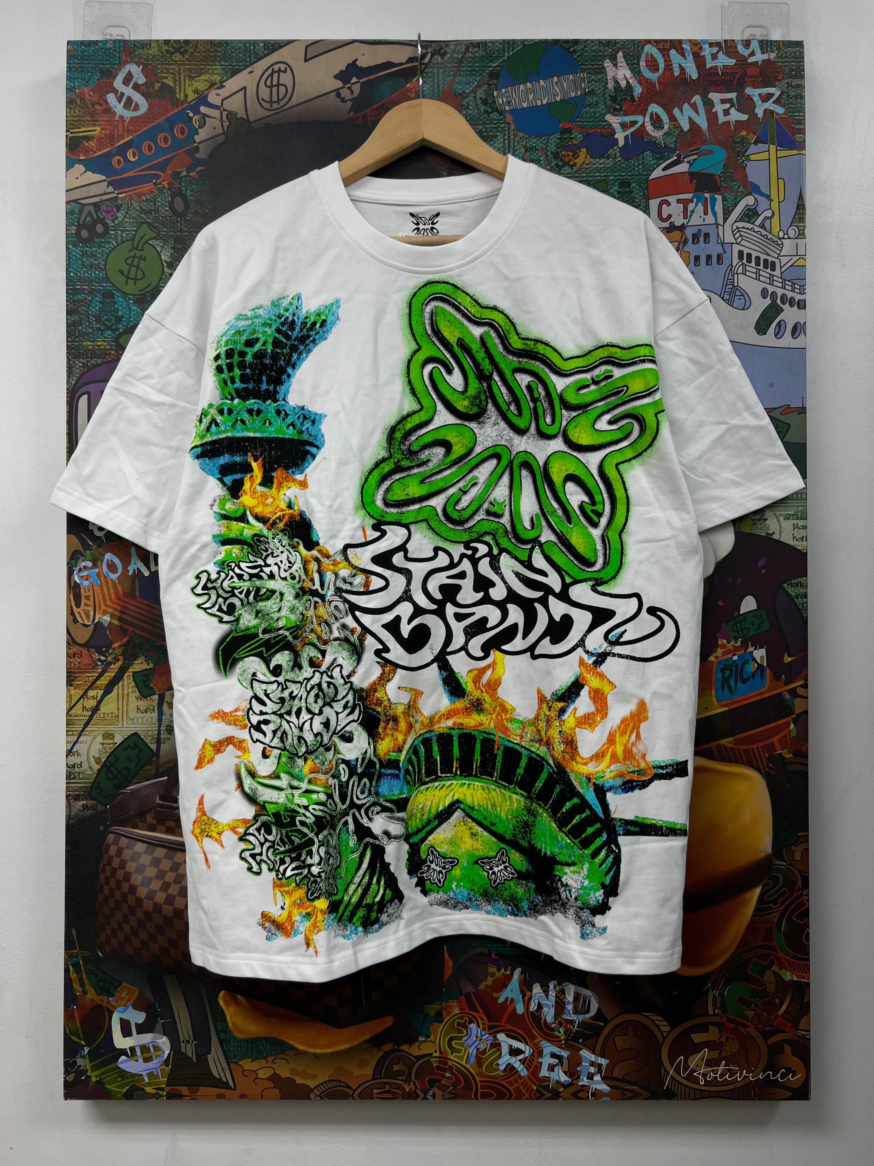 SB Studios White Green Multi Tee