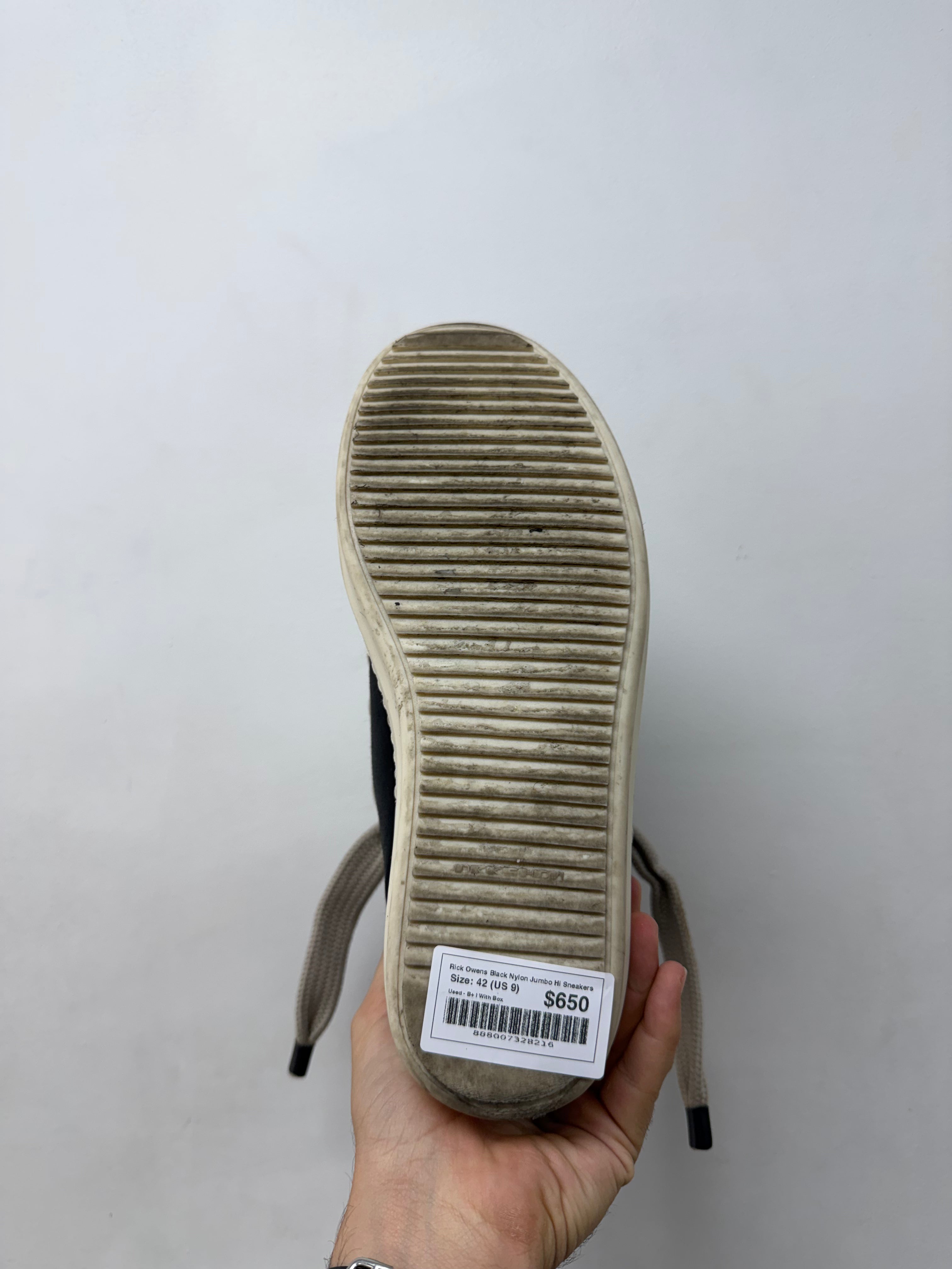 Rick Owens Black Nylon Jumbo Hi Sneakers