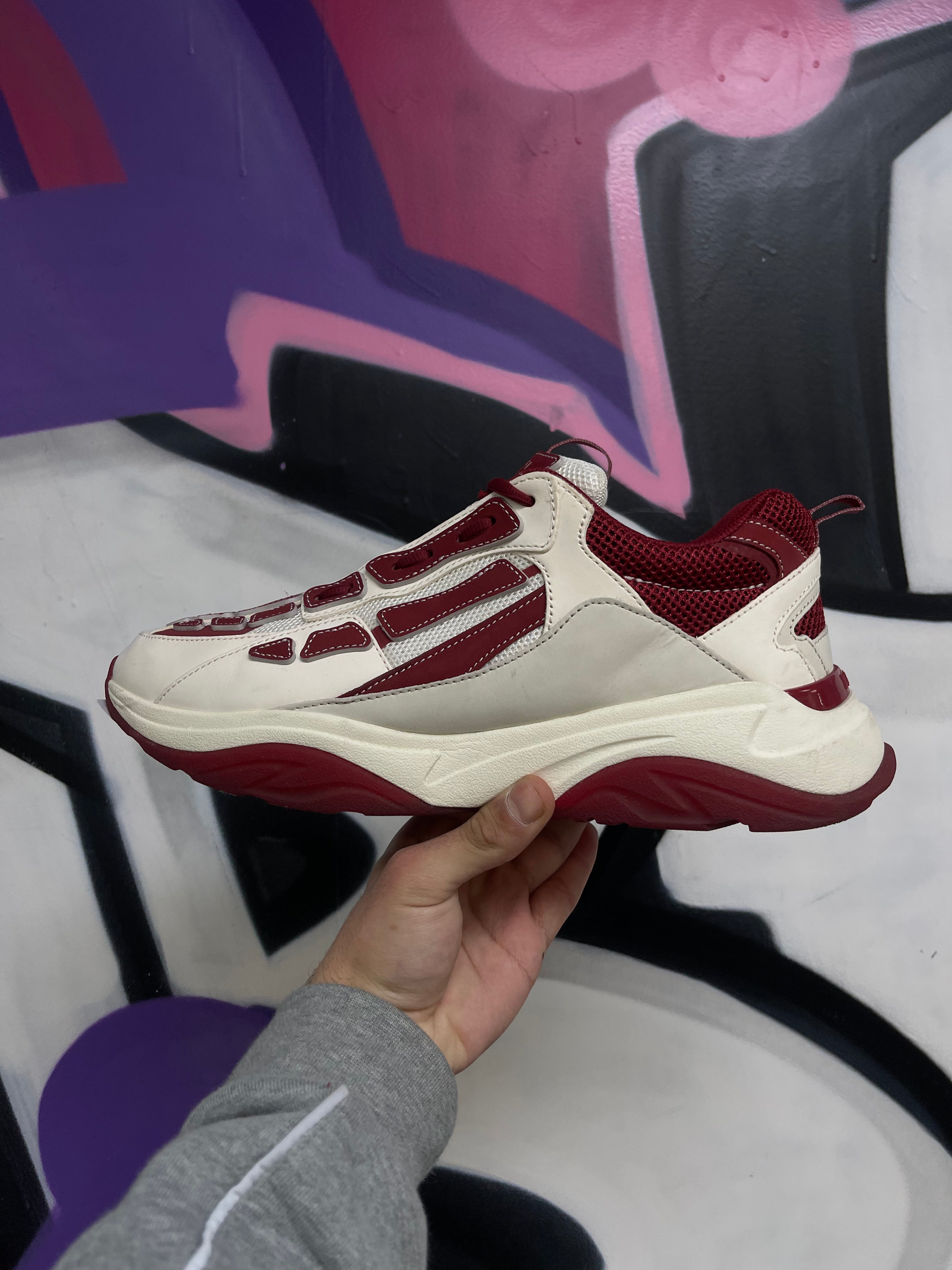 Amiri White Burgundy Bone Runner Sneakers