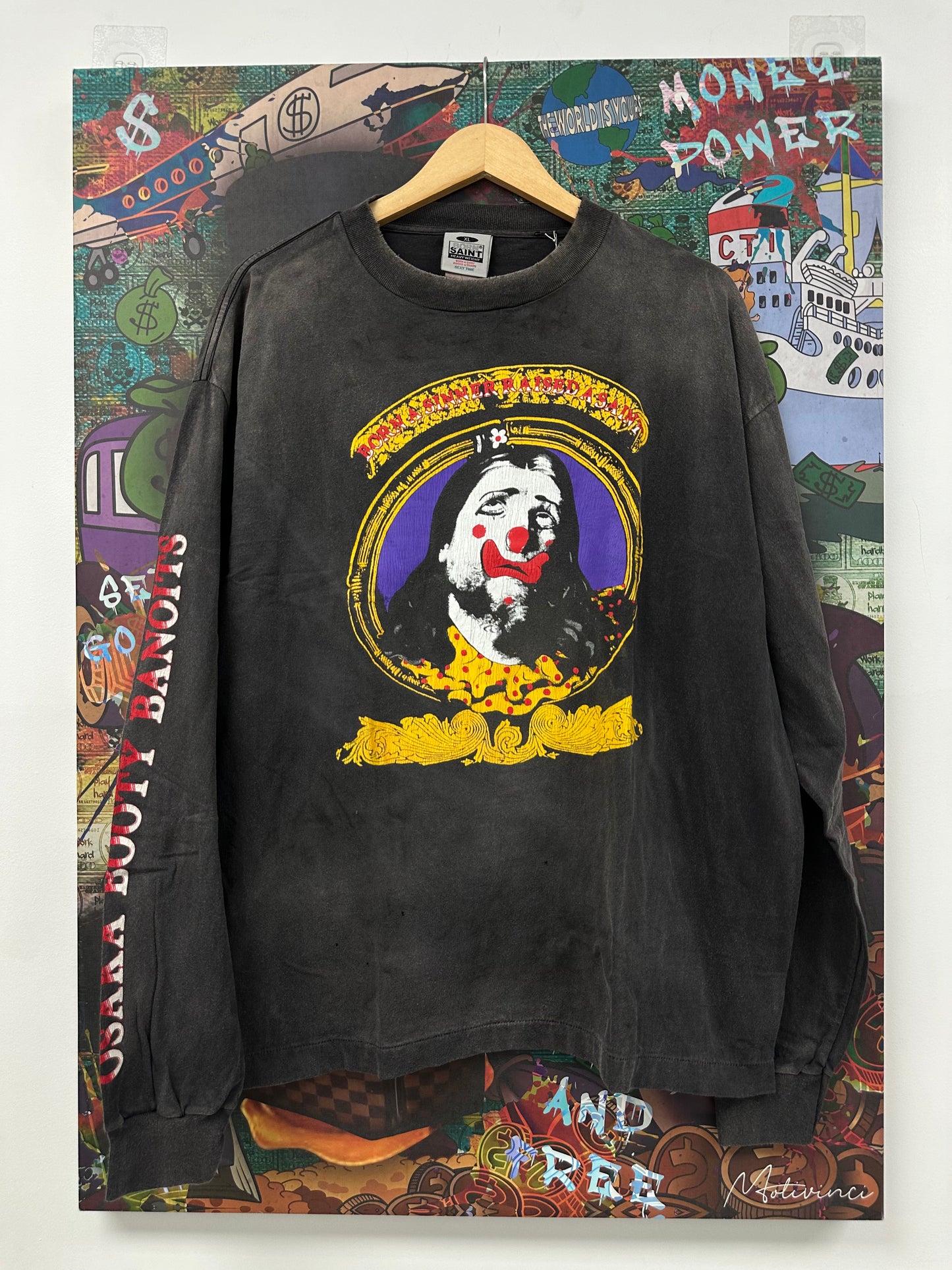 Born Saint Mxxxxxxx Clown LS Grey Multi New XXL With Tags
