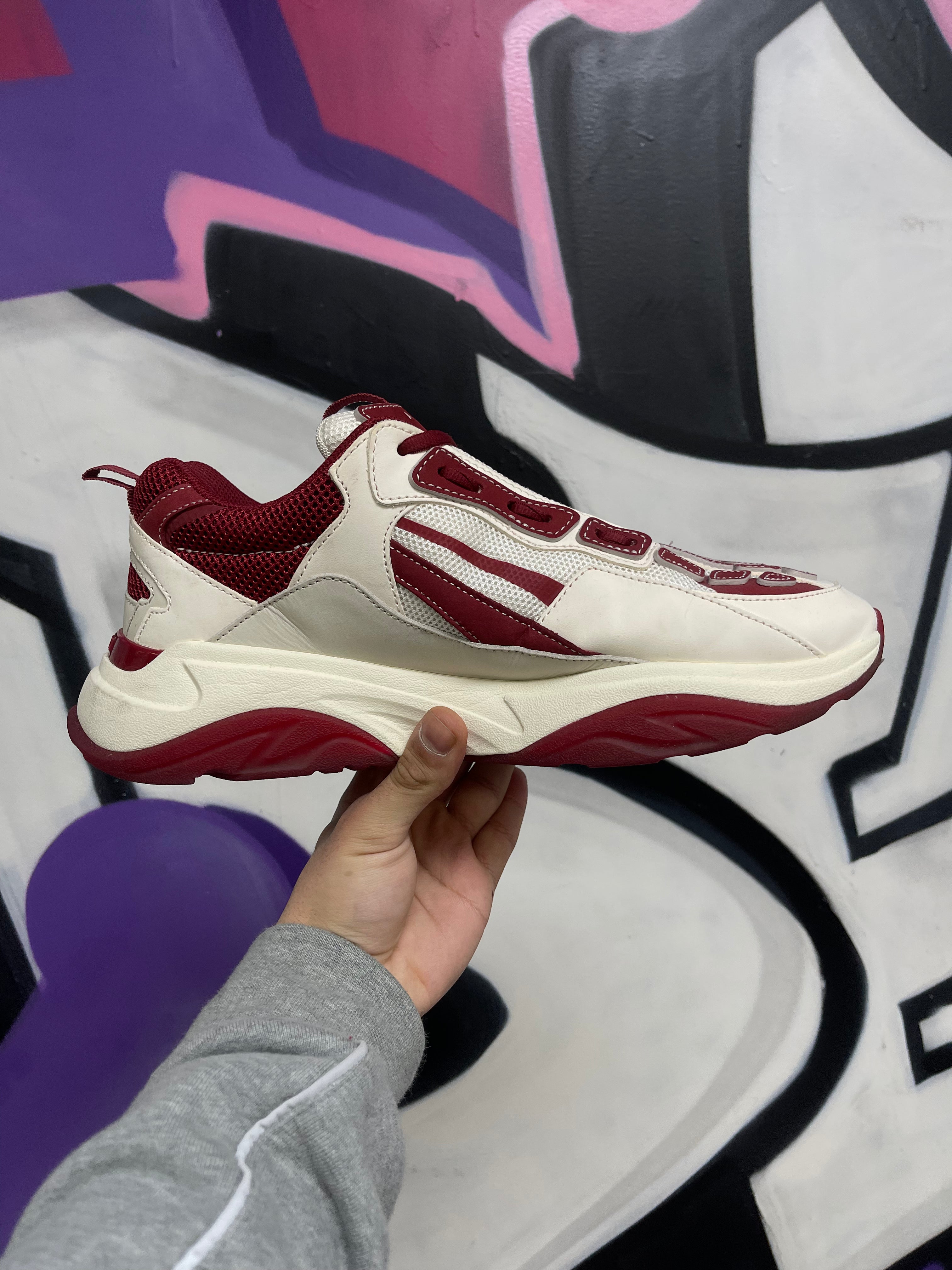 Amiri White Burgundy Bone Runner Sneakers