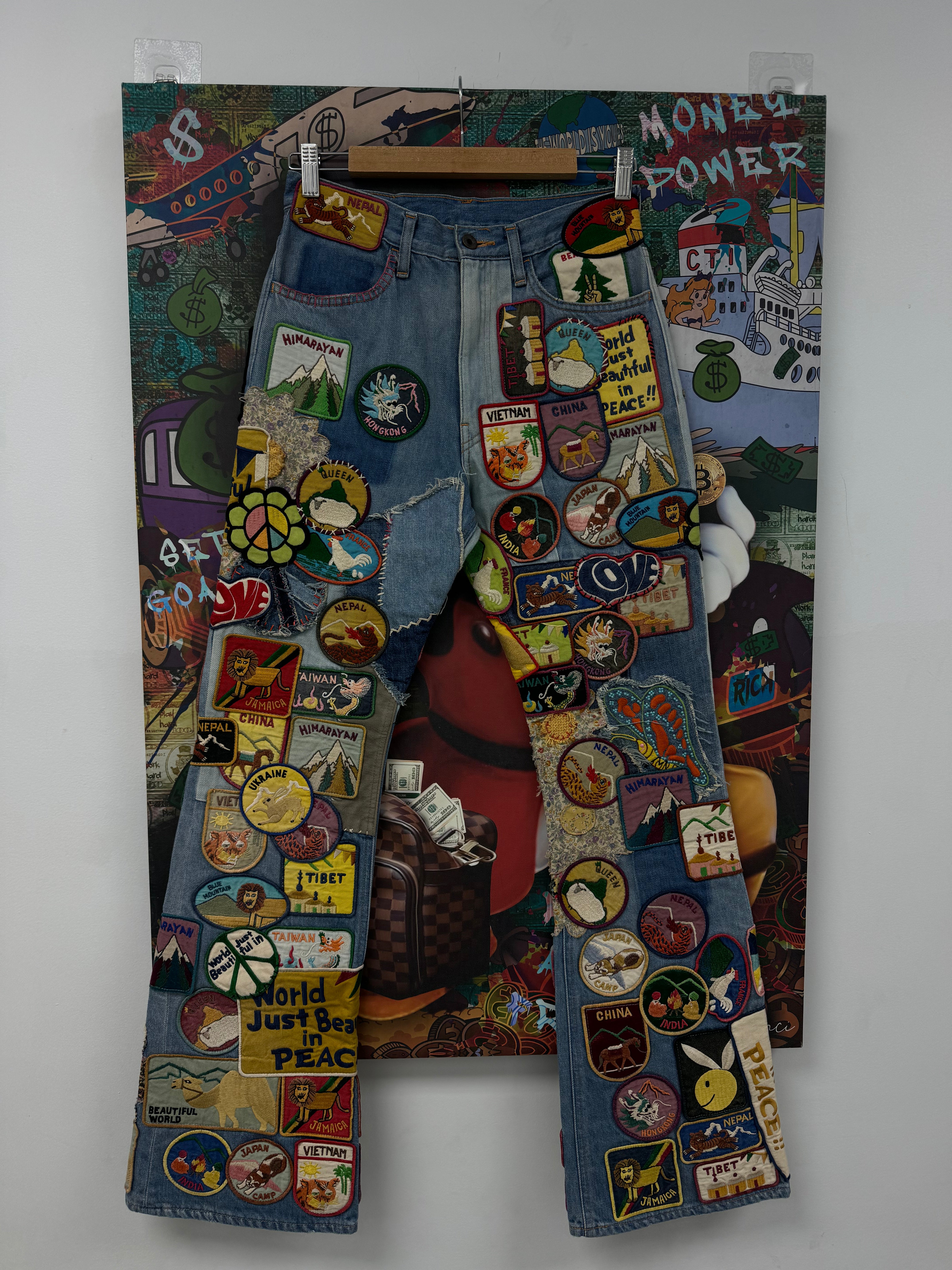 Kapital Flooded Patchwork Flared Jeans Used 30 N/A