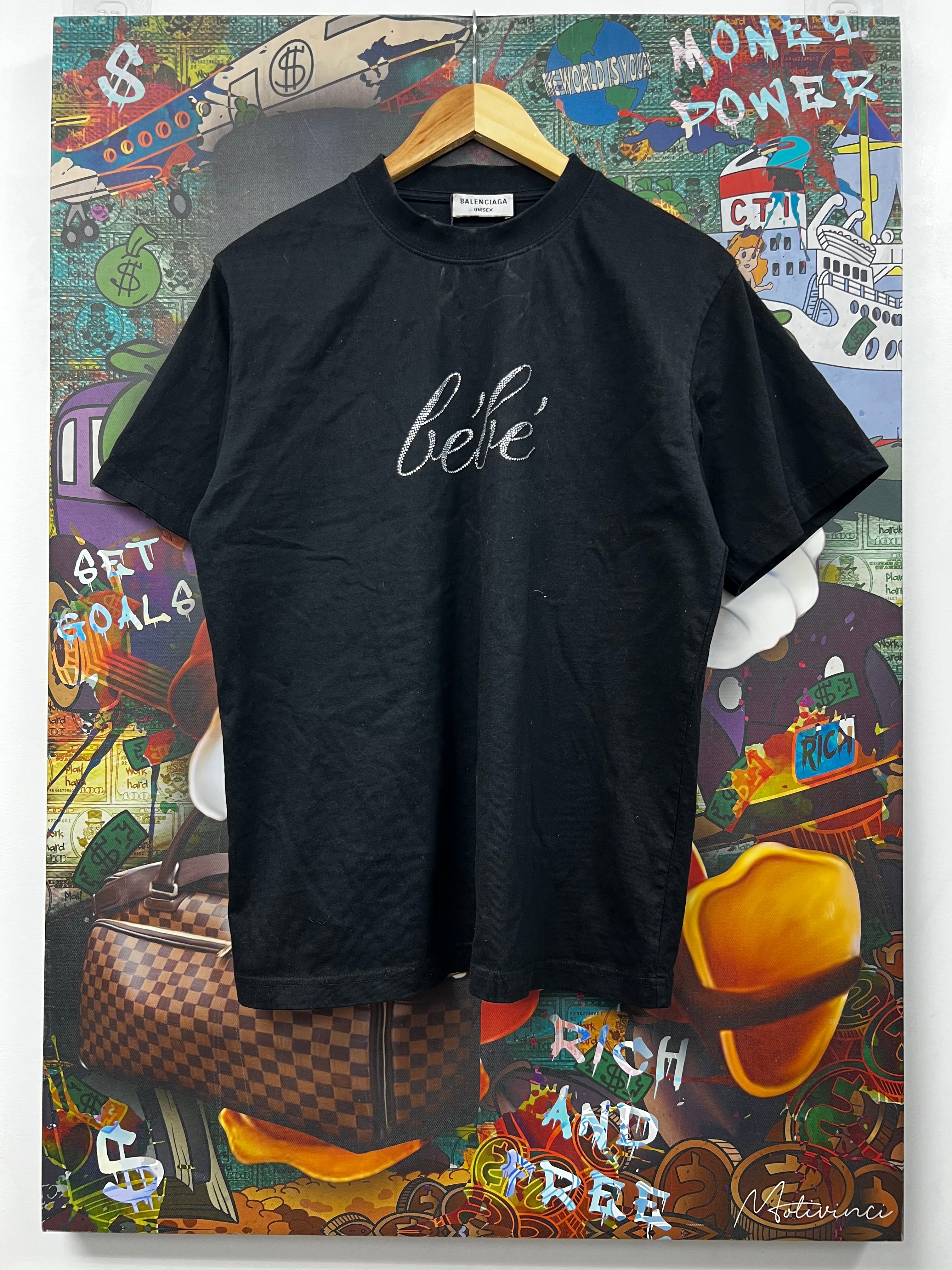 Balenciaga Black Bebe Rhinestone Tee