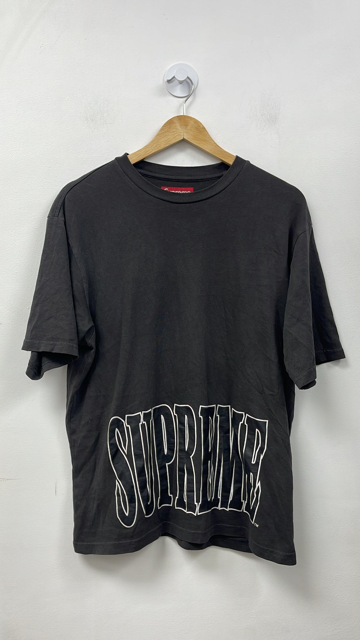 Supreme Grey Black Logo Tee