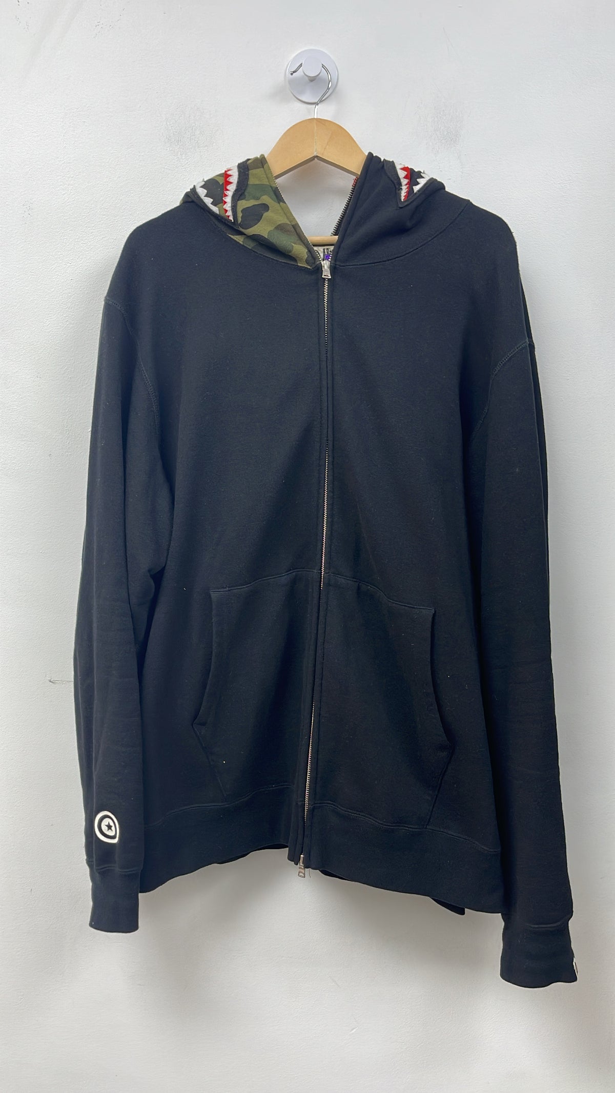 BAPE Black Green Shark Zip Up Hoodie