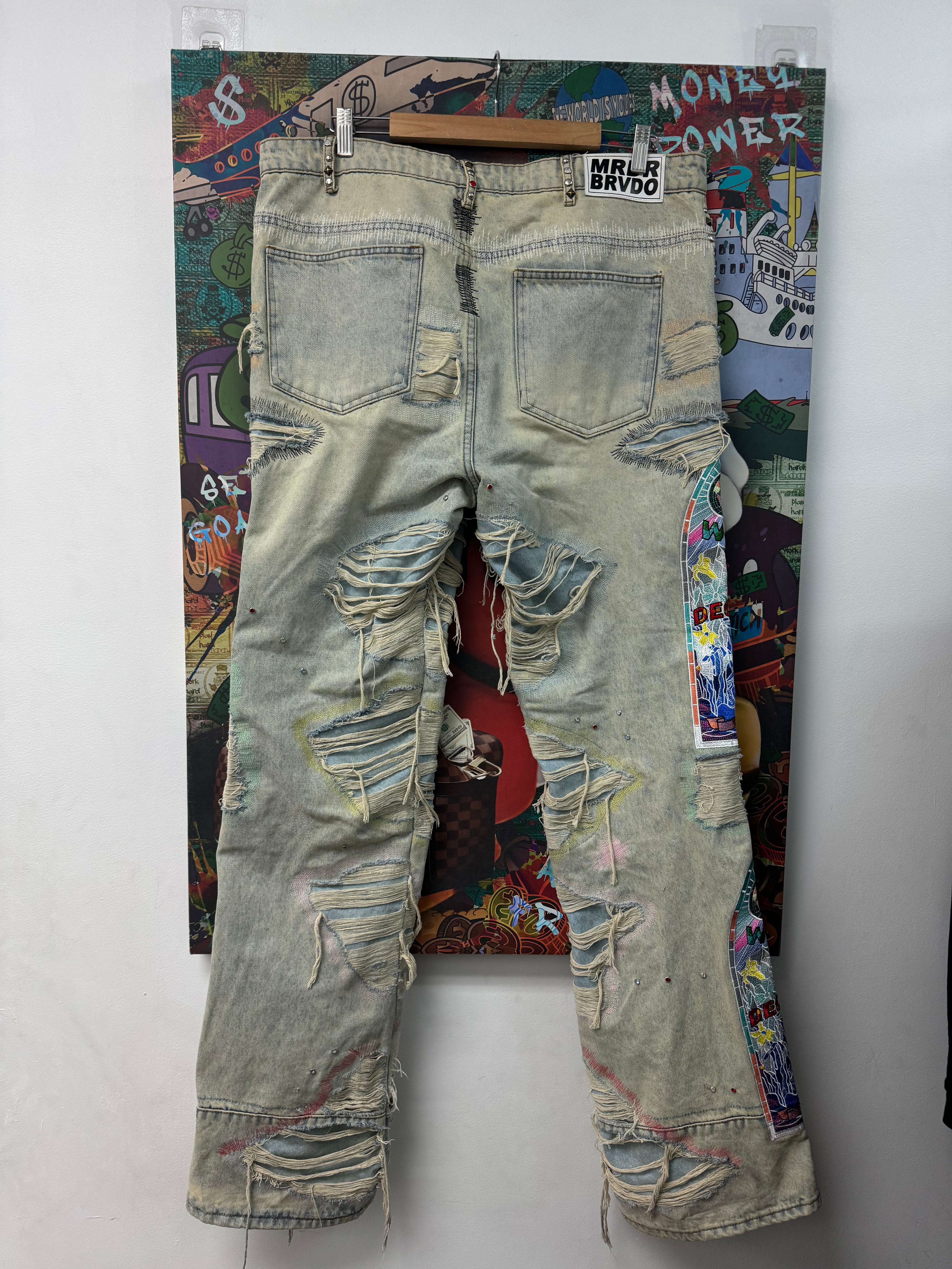 Who Decides War Light Wash Multi Rhinestone Jeans