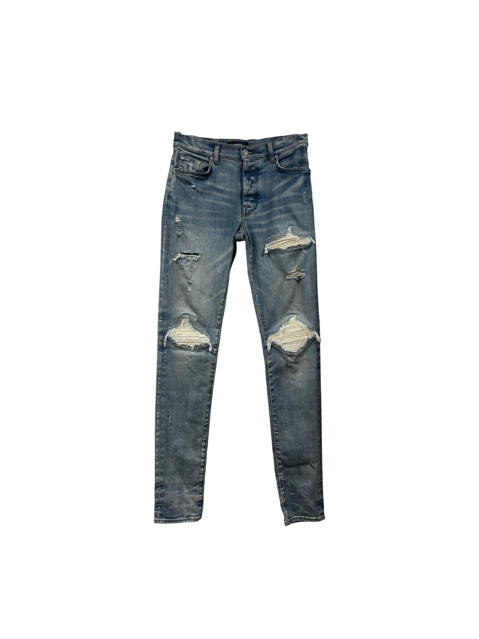 Amiri Mx1 Patch Light Wash & White Jeans