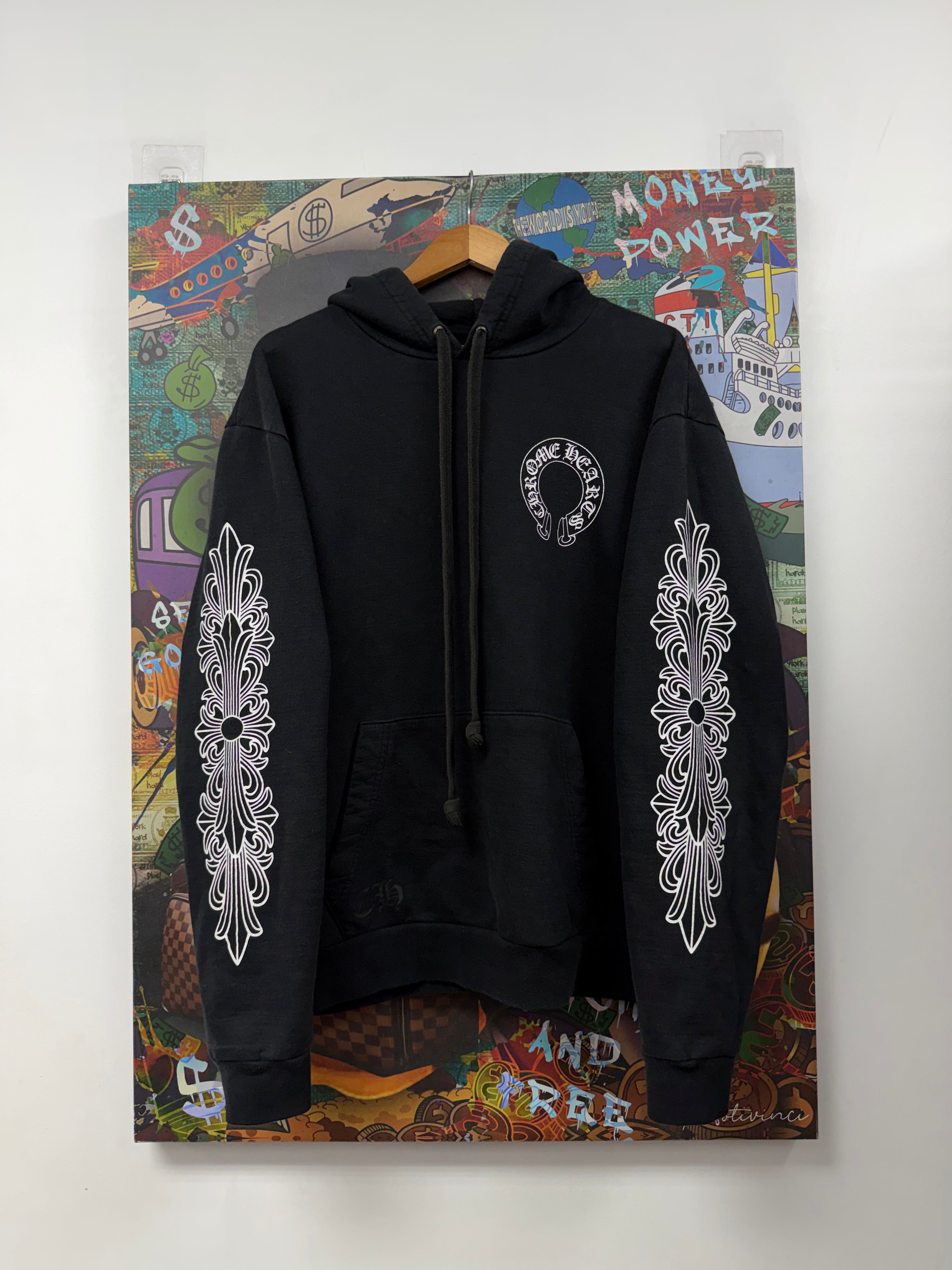 Chrome Hearts Black Floral Horseshoe Hoodie