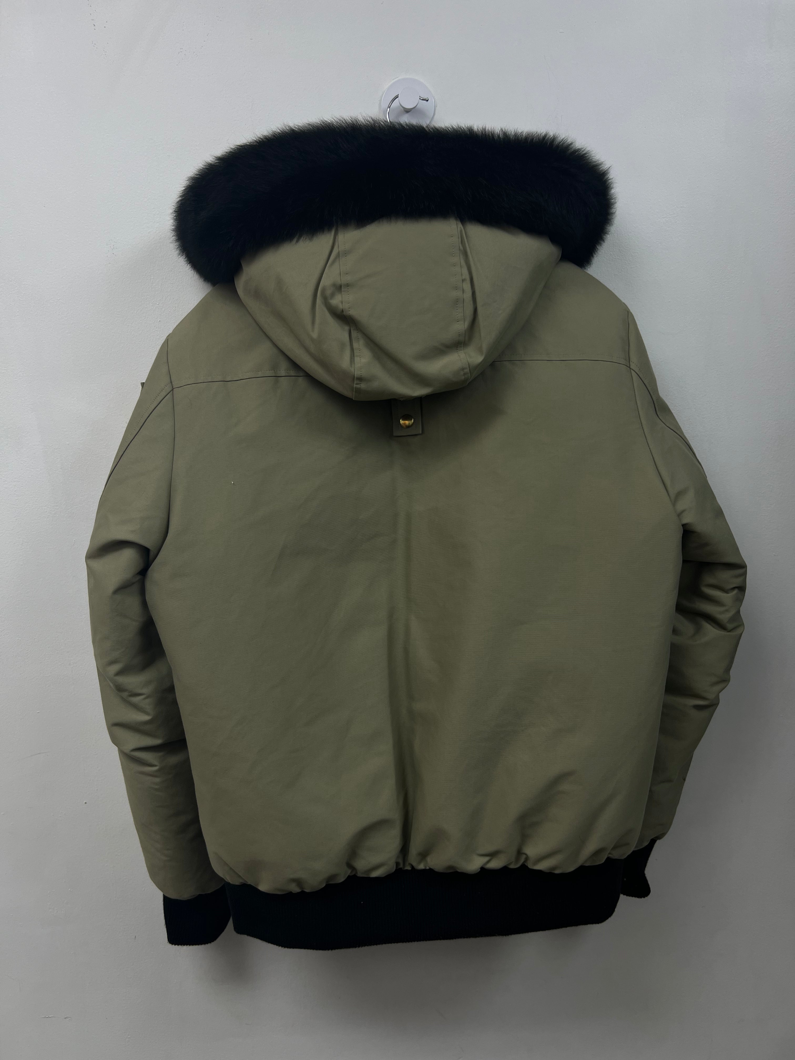 Moose Knuckles Tan Black Fur Bomber Jacket