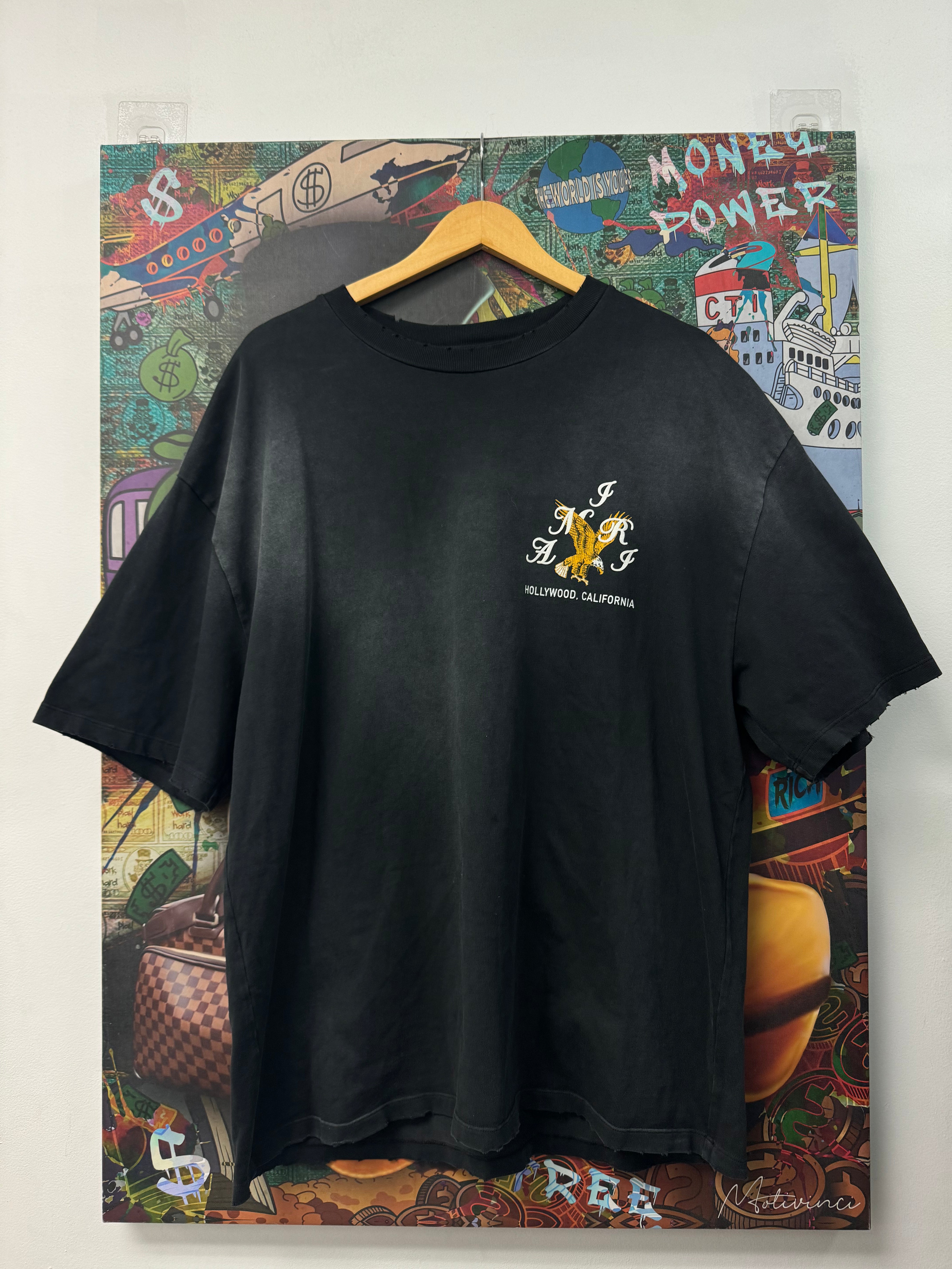 Amiri Black Wash Hollywood Eagle Tee