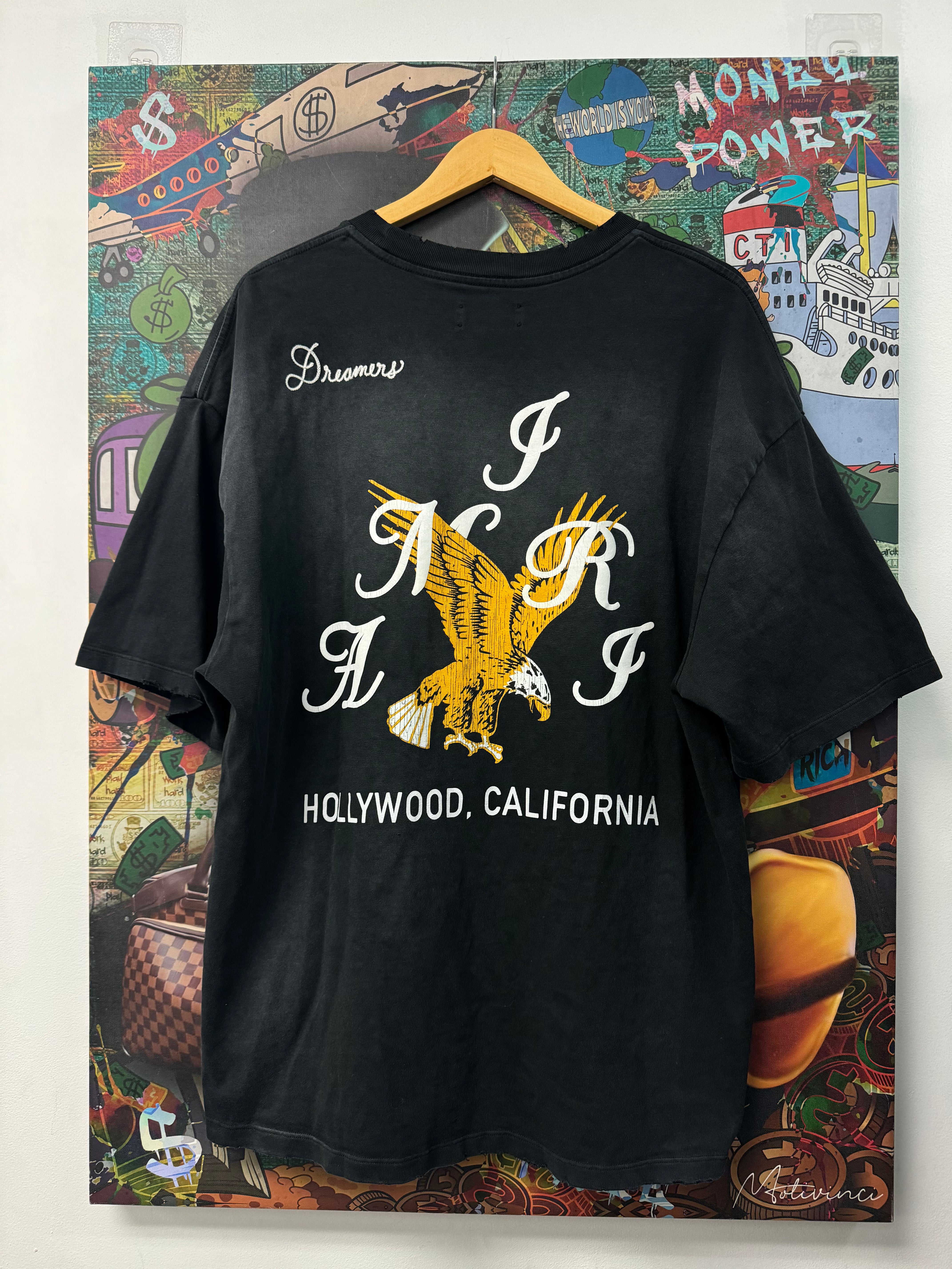 Amiri Black Wash Hollywood Eagle Tee