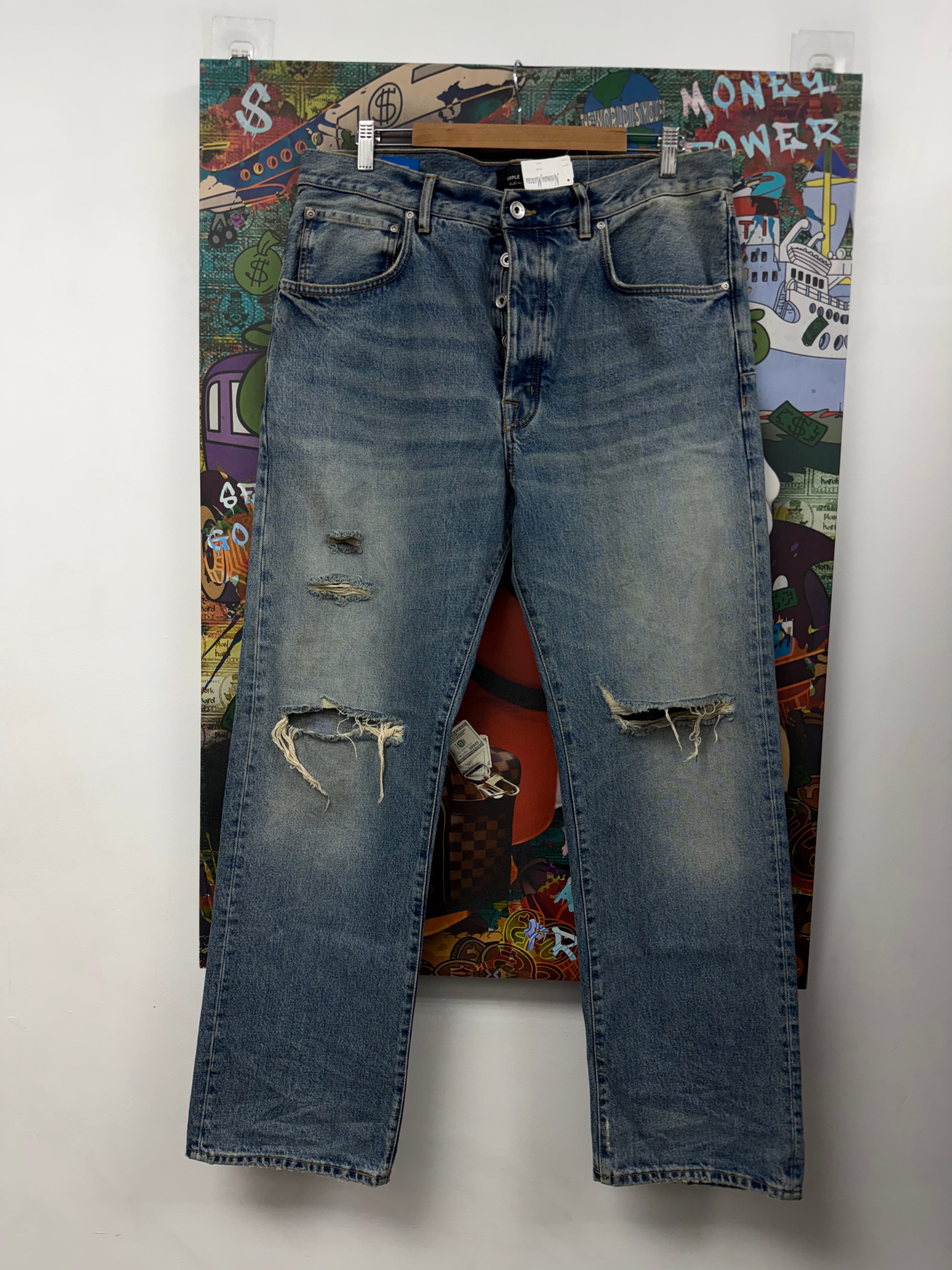 Purple Brand Light Wash Black Label Jeans