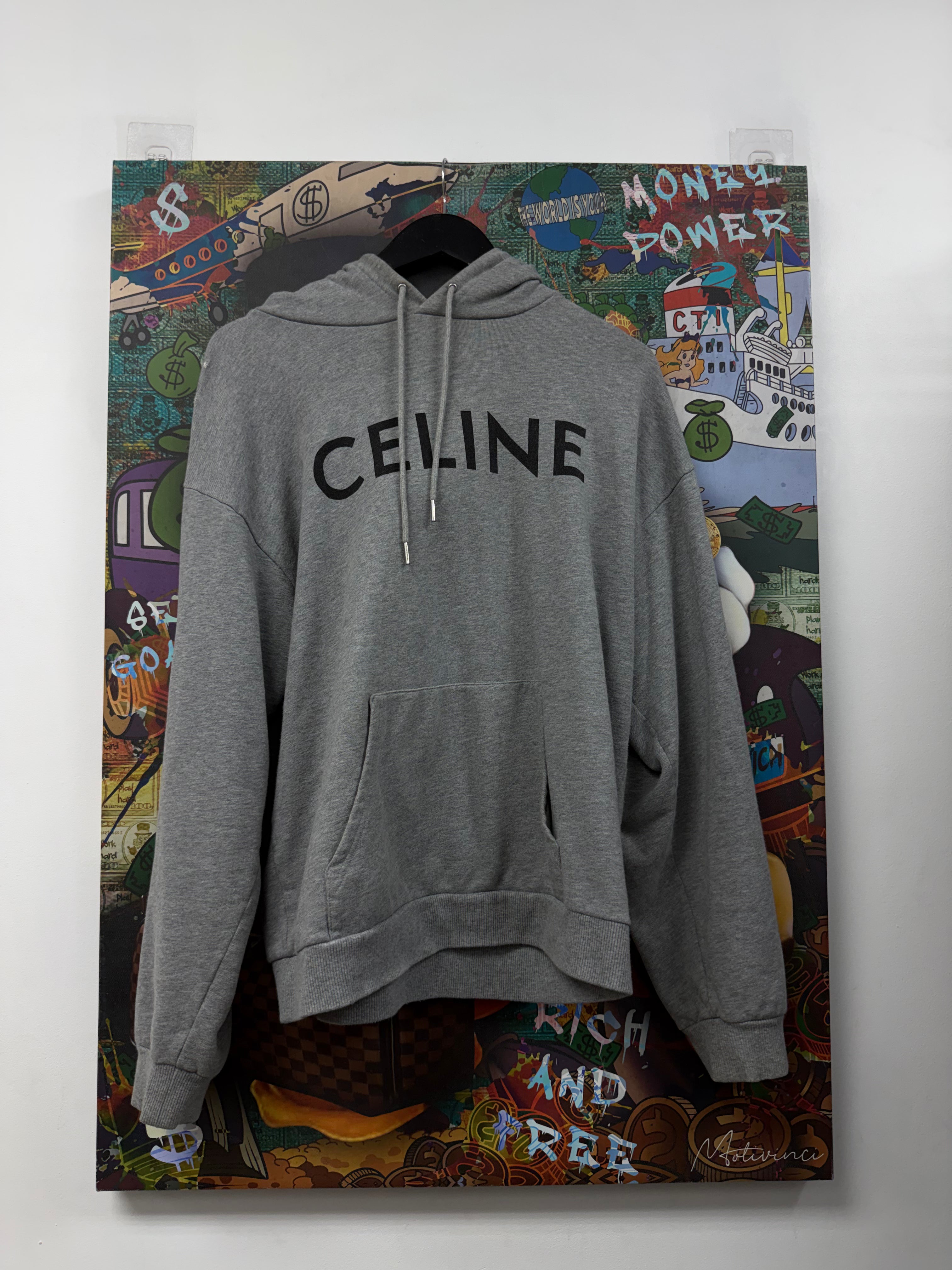 Celine Grey Pullover Logo Hoodie